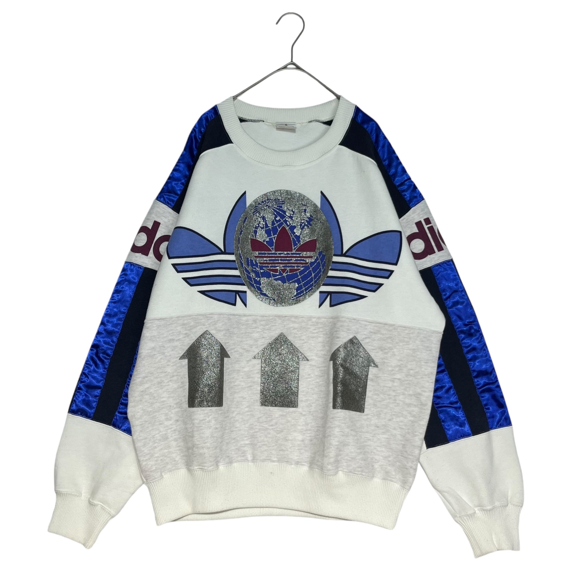 adidas(アディダス) 80’s ~ 90's Vintage sweatshirt ヴィンテージ ロゴ スウェット AA-3220 L-O ホワイト×ブルー 80年代~90年代