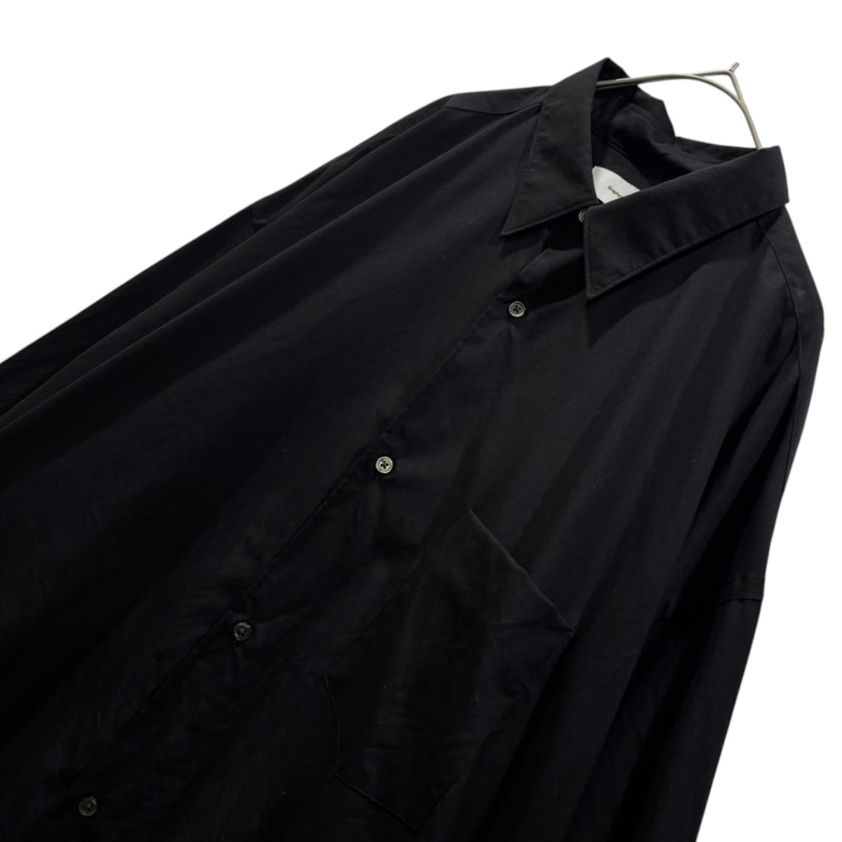 Graphpaper(グラフペーパー) 2024SS Fine Wool Tropical Oversized Regular Collar Shirt ファイン ウール トロピカル オーバーサイズ レギュラー カラー シャツ GM241-50040 S ブラック