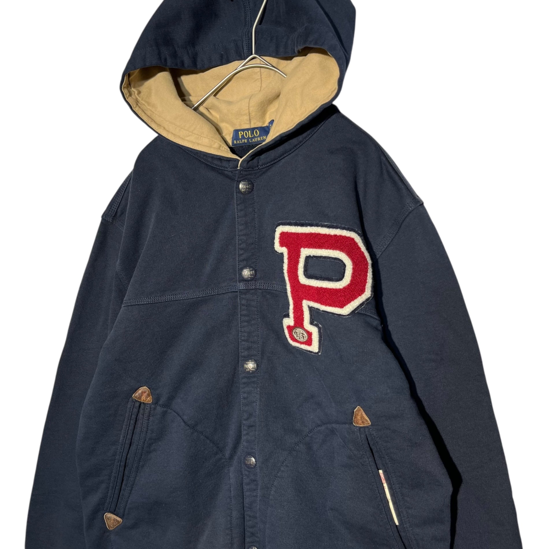 POLO RALPH LAUREN(ポロラルフローレン) Snap button P emblem hoodie スナップボタン Pワッペン パーカー S ネイビー