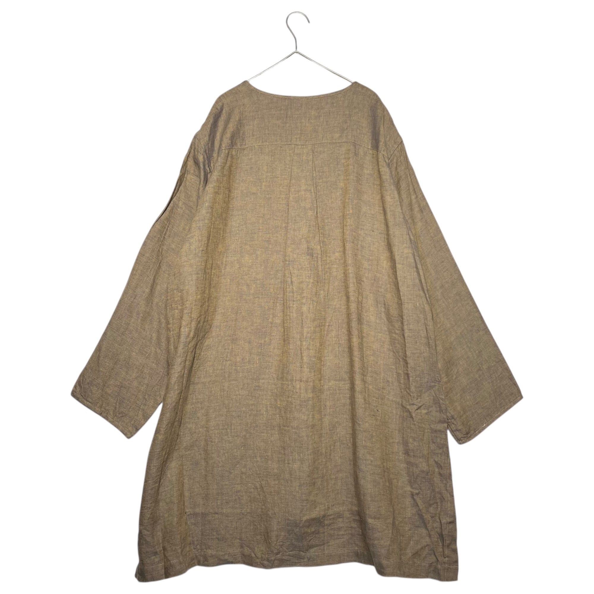 ts(s)(ティーエスエス) 22SS Henley neck kaftan shirt ヘンリー ネック カフタン シャツ TT46ES02 2 ベージュ プルオーバー リネン ロング サイドスリット