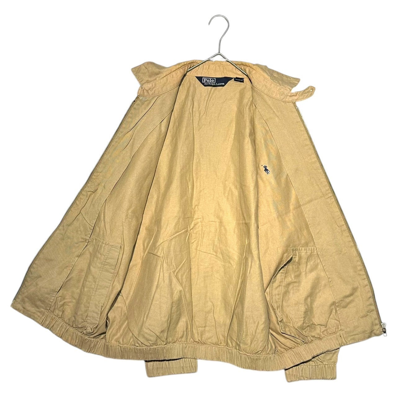 POLO RALPH LAUREN(ポロラルフローレン) 90's One-pointed Logo Zip-up Blouson ワンポイント ロゴ ジップ アップ ブルゾン M ベージュ 90年代 ヴィンテージ 古着 スイングトップ