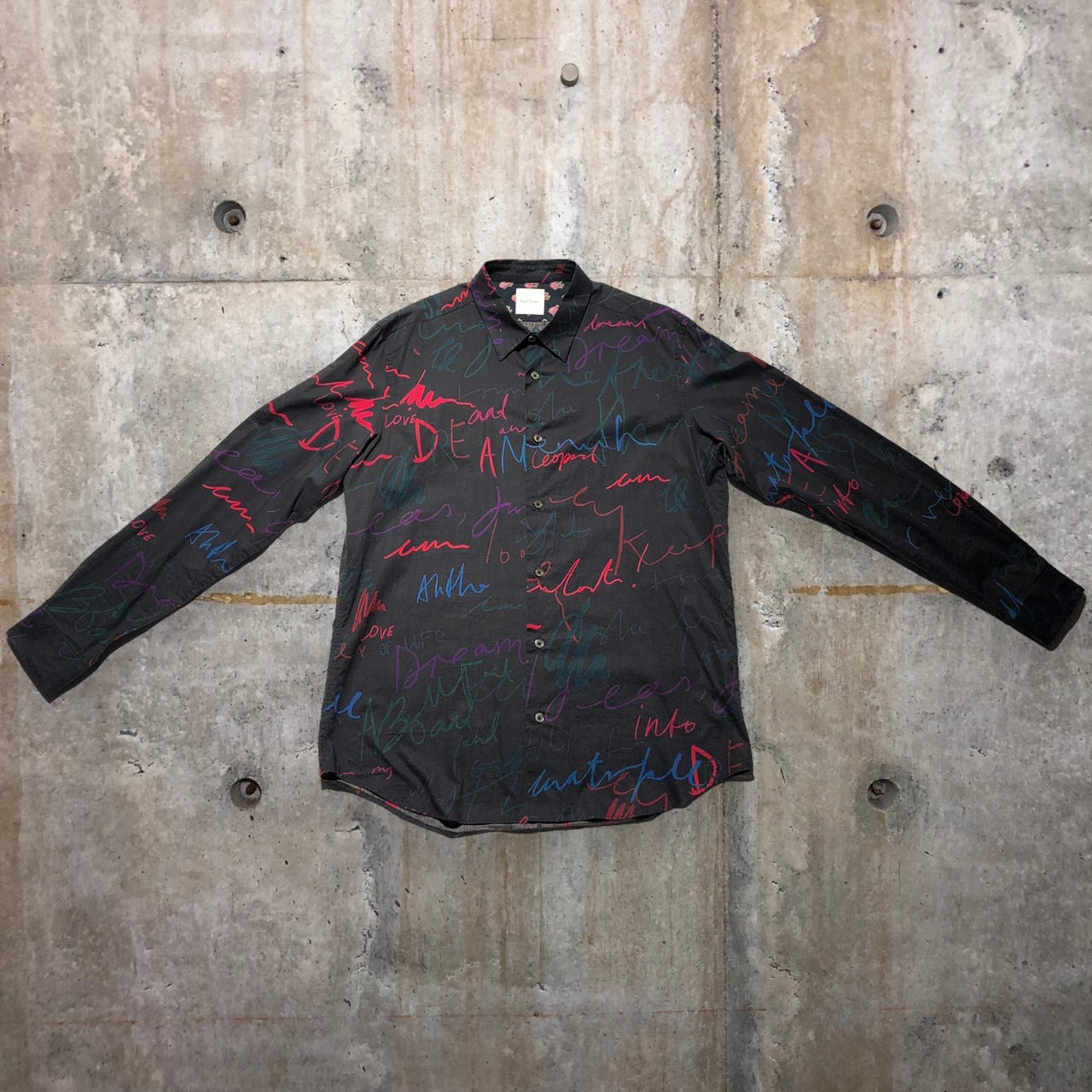 Paul Smith(ポールスミス) 18AWメッセージプリントシャツ PF-WR-31954 L ブラック コレクションライン