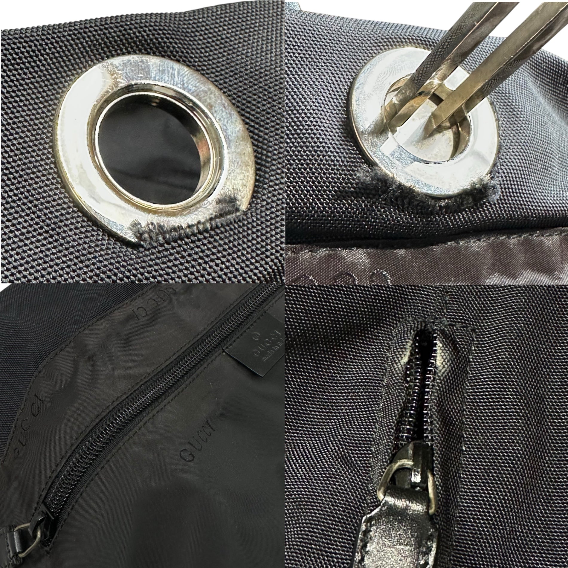 GUCCI(グッチ) Nylon Leather Jackie Drawstring Backpack ナイロン レザー ジャッキー 巾着 リュック 019・0585 ブラック OLD リュックサック デイパック