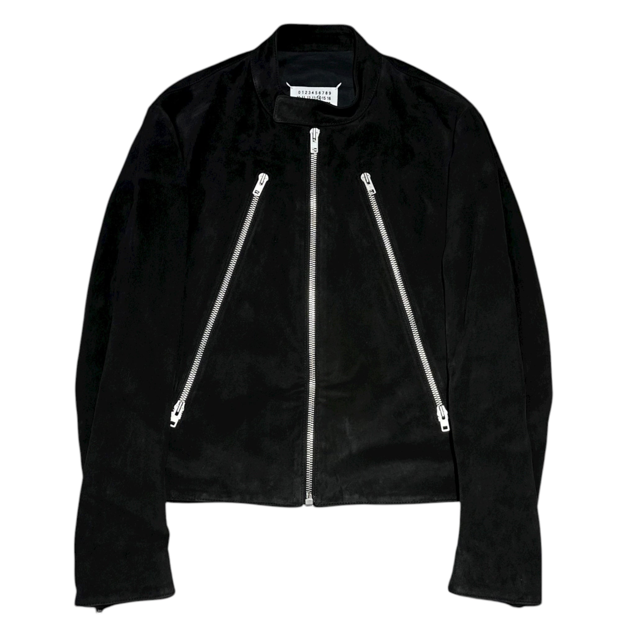 MAISON MARGIELA(メゾンマルジェラ) 24AW 5ZIP LEATHER JACKET - Black Suede 5ジップ レザー ジャケット スウェード S50AM0622 46(S程度) ブラック 八の字 ライダース