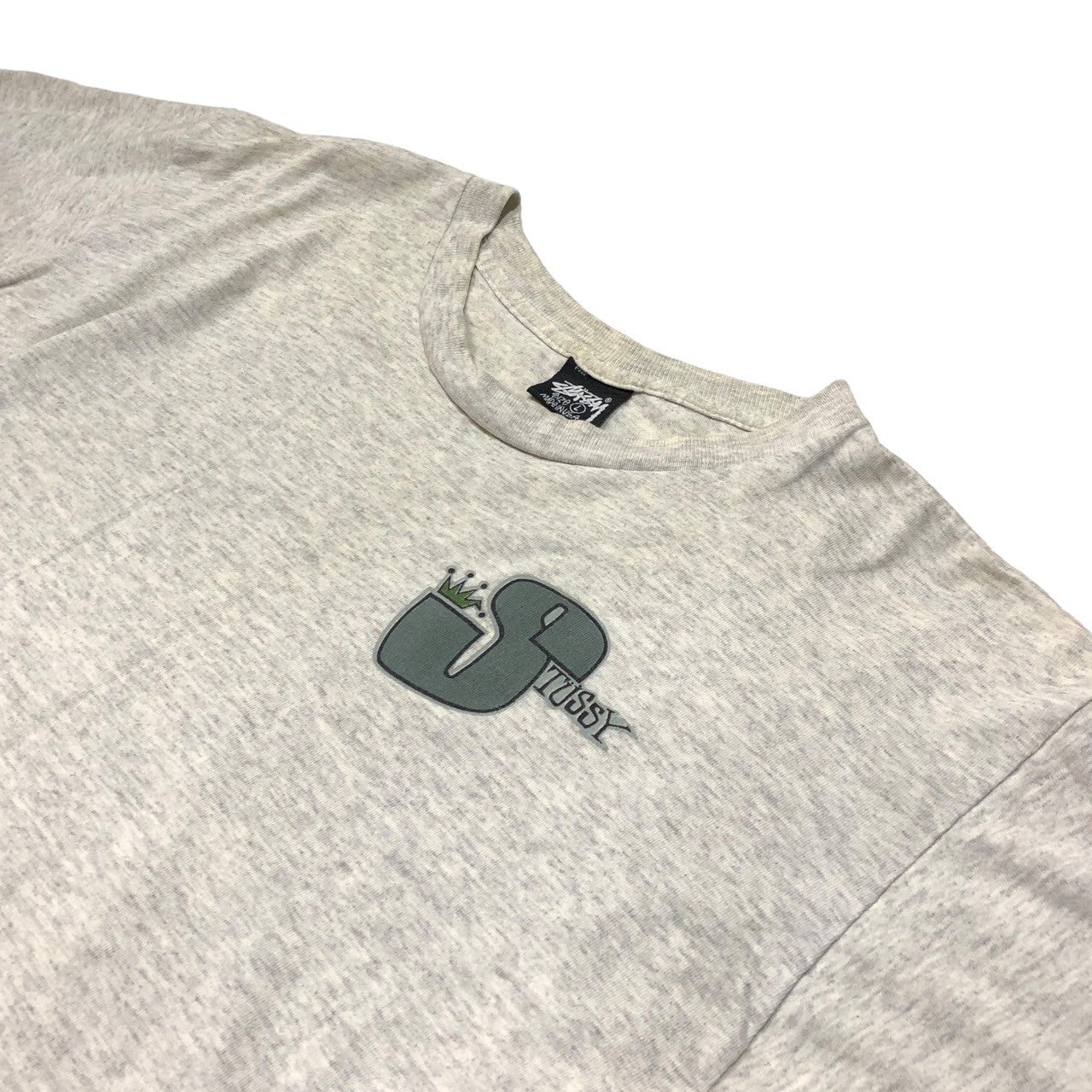 STUSSY(ステューシー) 80’s VINTAGE big S logo ビッグエス ロゴ Tシャツ 黒タグ SIZE L ライトグレー×グレー 80年代 OLD STUSSY ショーンフォント