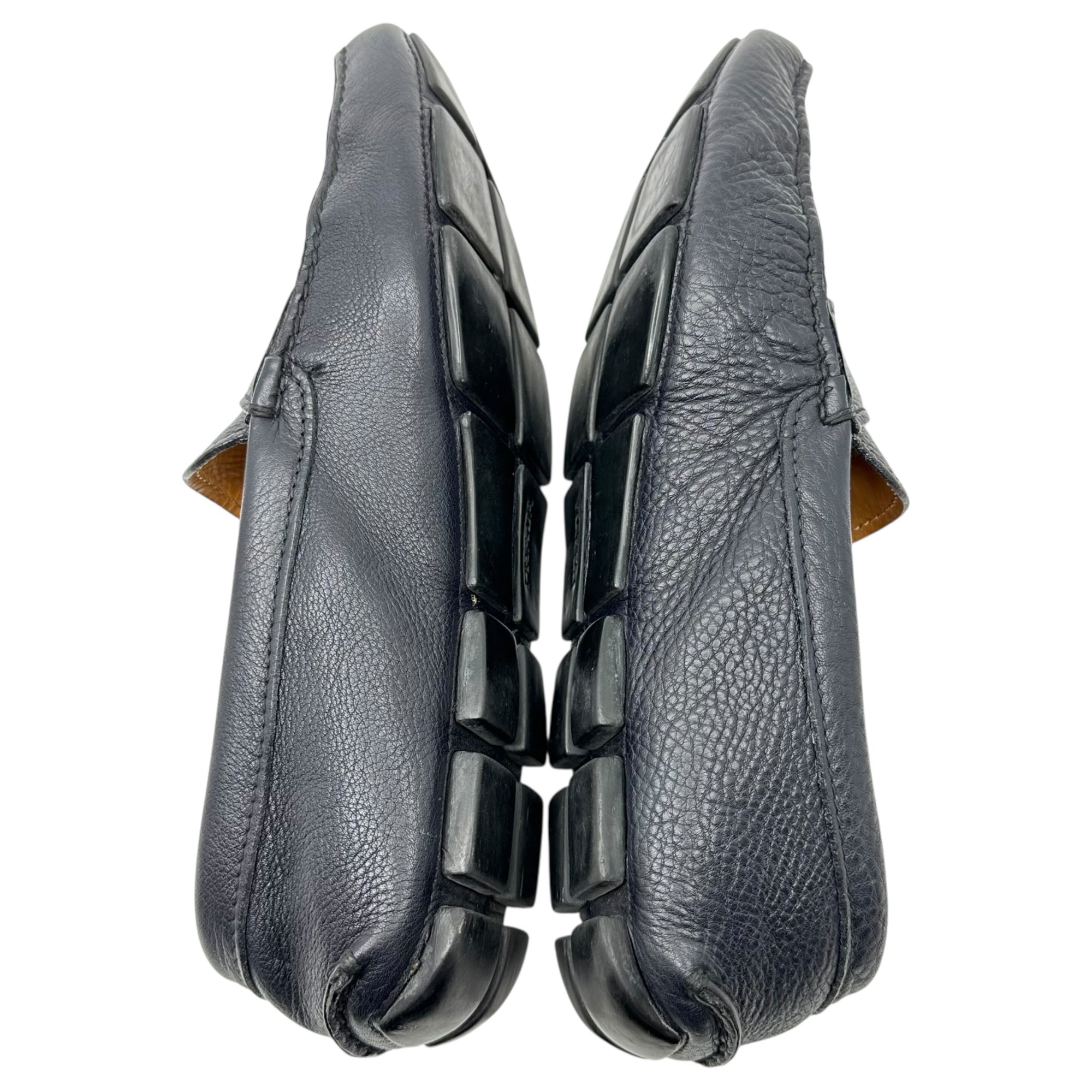 PRADA(プラダ) Emblem Logo Leather Driving Shoes エンブレム ロゴ レザー ドライビング シューズ 2170 7 1/2 2D(26.5cm程度) ダークネイビー ローファー