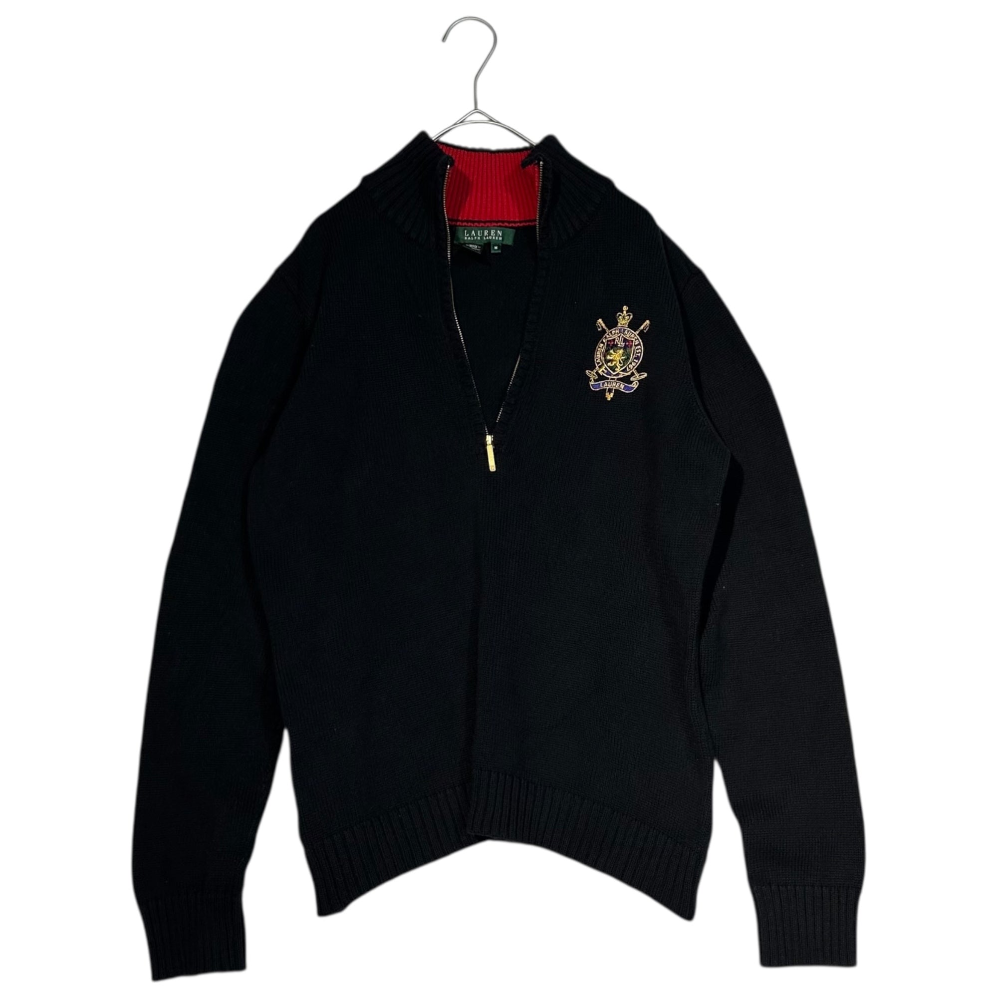 LAUREN RALPH LAUREN(ローレンラルフローレン) Half Zip Long Sleeve Knit ハーフ ジップ 長袖 ニット M ブラック