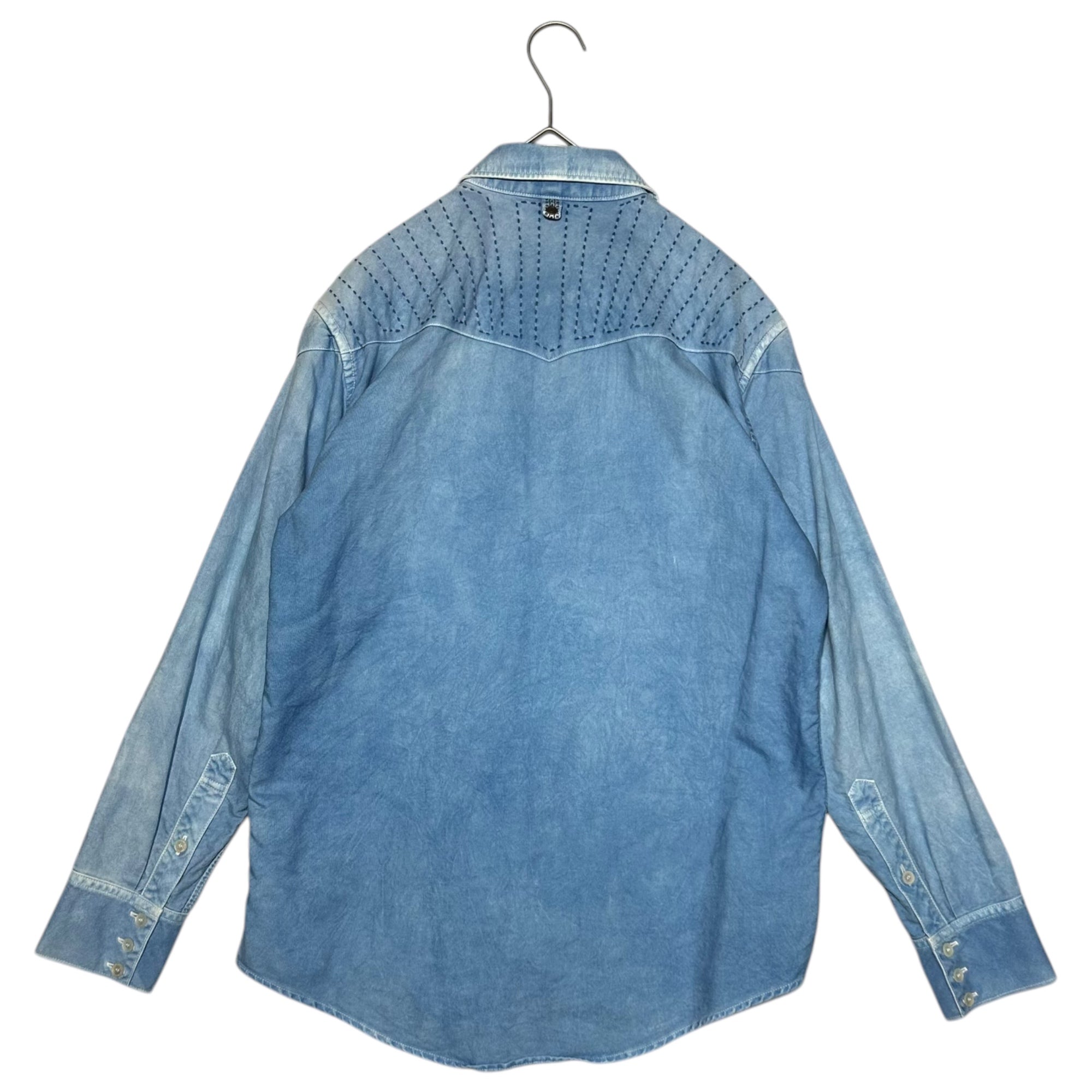 VISVIM(ビズビム/ヴィズヴィム) Sashiko Western Cotton L/S Shirt 刺し子 ウエスタン コットン 長袖 シャツ VS000 919 2 スカイブルー サシコ