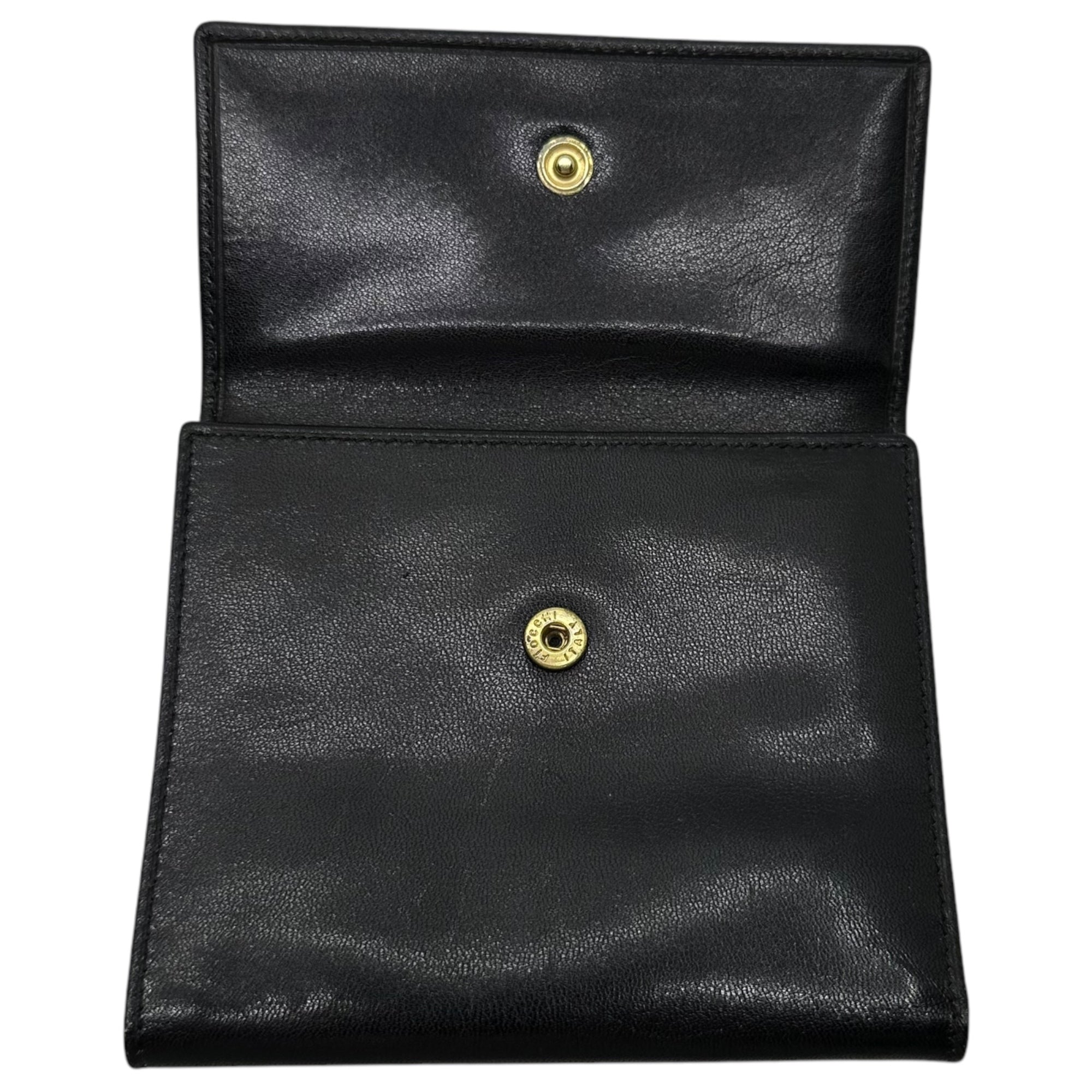 CELINE(セリーヌ) Vintage Trionf logo leather wallet ヴィンテージ トリオンフ ロゴ 金具 レザー 3つ折り 財布 M02 ブラック コンパクト ミニ OLD