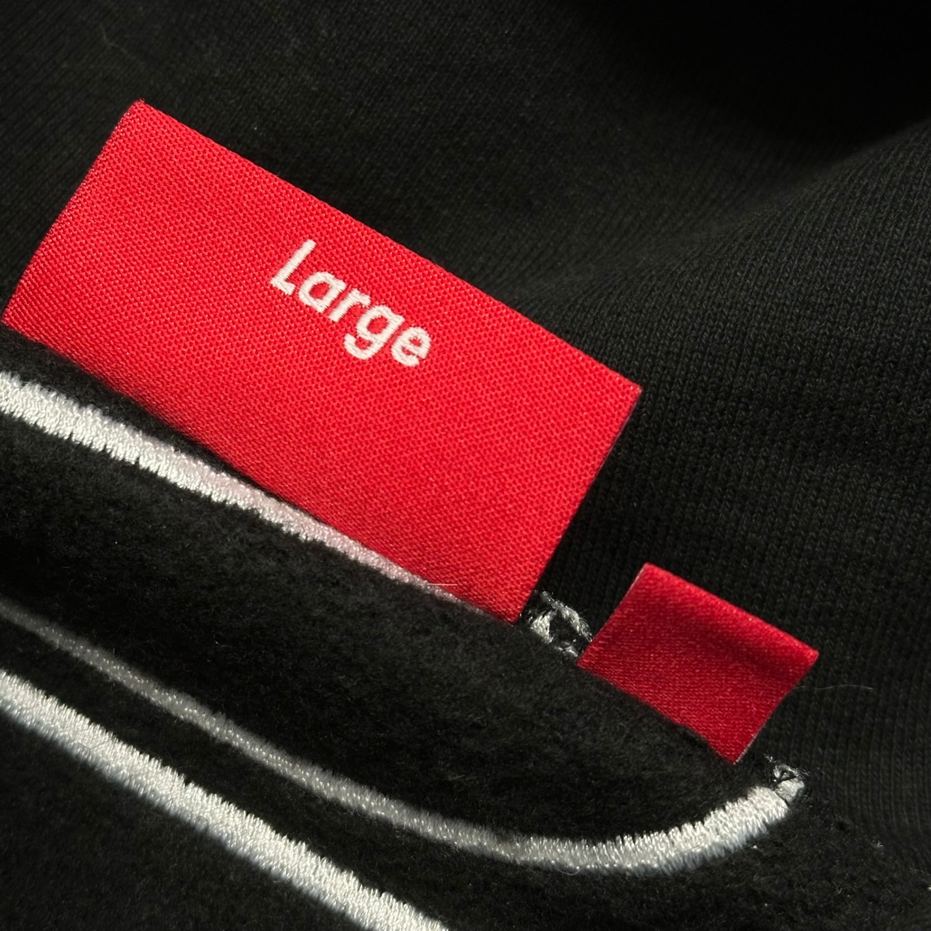 SUPREME(シュプリーム) 25AW Satin Applique Hooded Sweatshirt ロゴ サテン アップリケ プルオーバー パーカー L ブラック×ホワイト 25FW