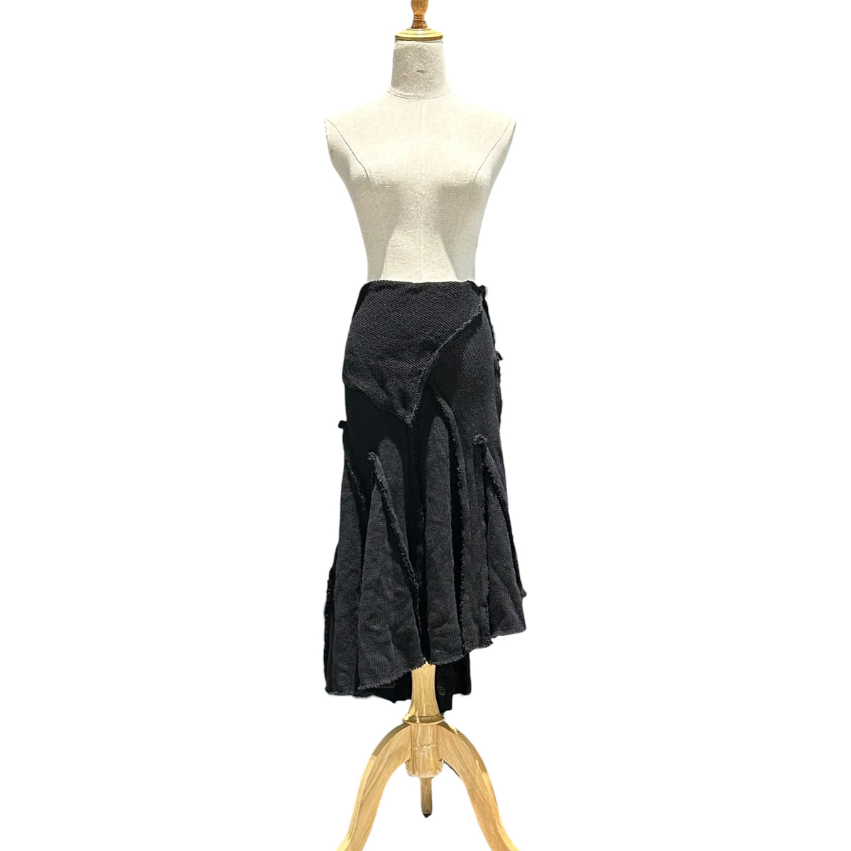 COMME des GARCONS(コムデギャルソン) 2002AW Wool-Nylon Modified Skirt ウール ナイロン ニット 変形 スカート GG-S003 S ブラック AD2002