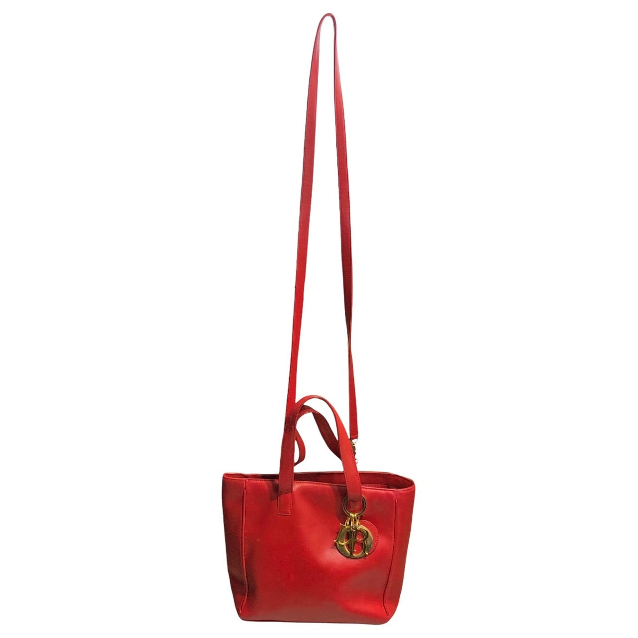 Christian Dior(クリスチャンディオール) 2WAY leather shoulder bag ロゴ チャーム 2WAY レザー ショルダー バッグ レッド ロゴ チャーム ハンド ヴィンテージ OLD