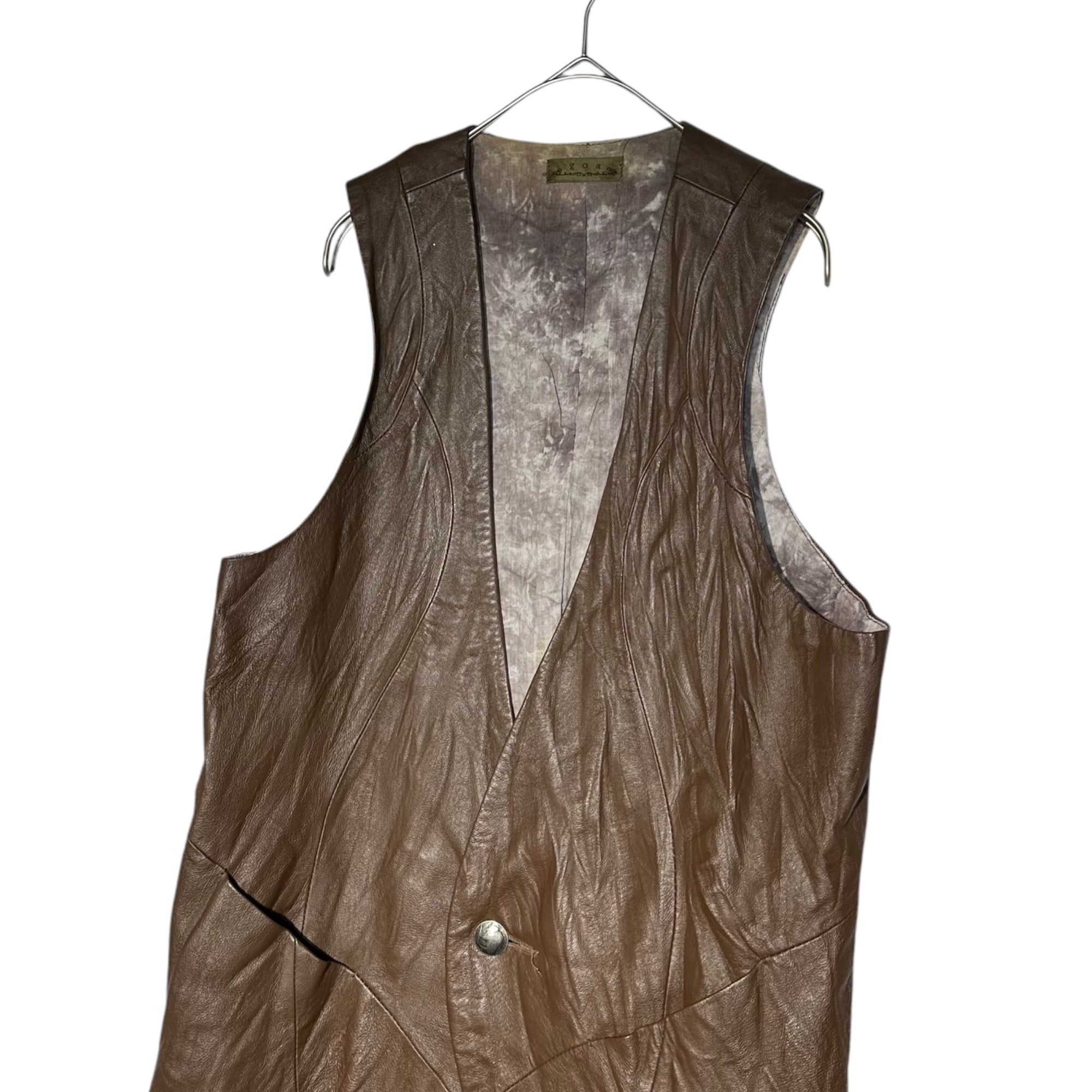 goa(ゴア) Leather concho button vest レザー コンチョ ボタン ベスト 2(M程度) ブラウン Y2K 平成