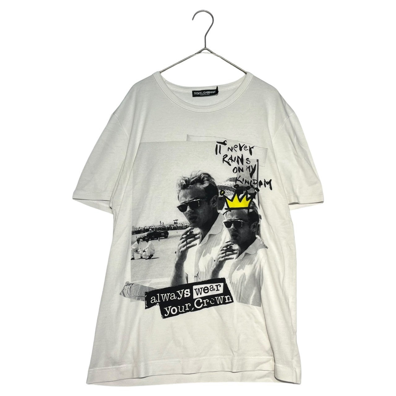 DOLCE&GABBANA(ドルチェ&ガッバーナドルガバ) "IT never rains on my kingdom" photo print TEE フォト プリントTシャツ G8HI7T HP74L 46(M程度) ホワイト