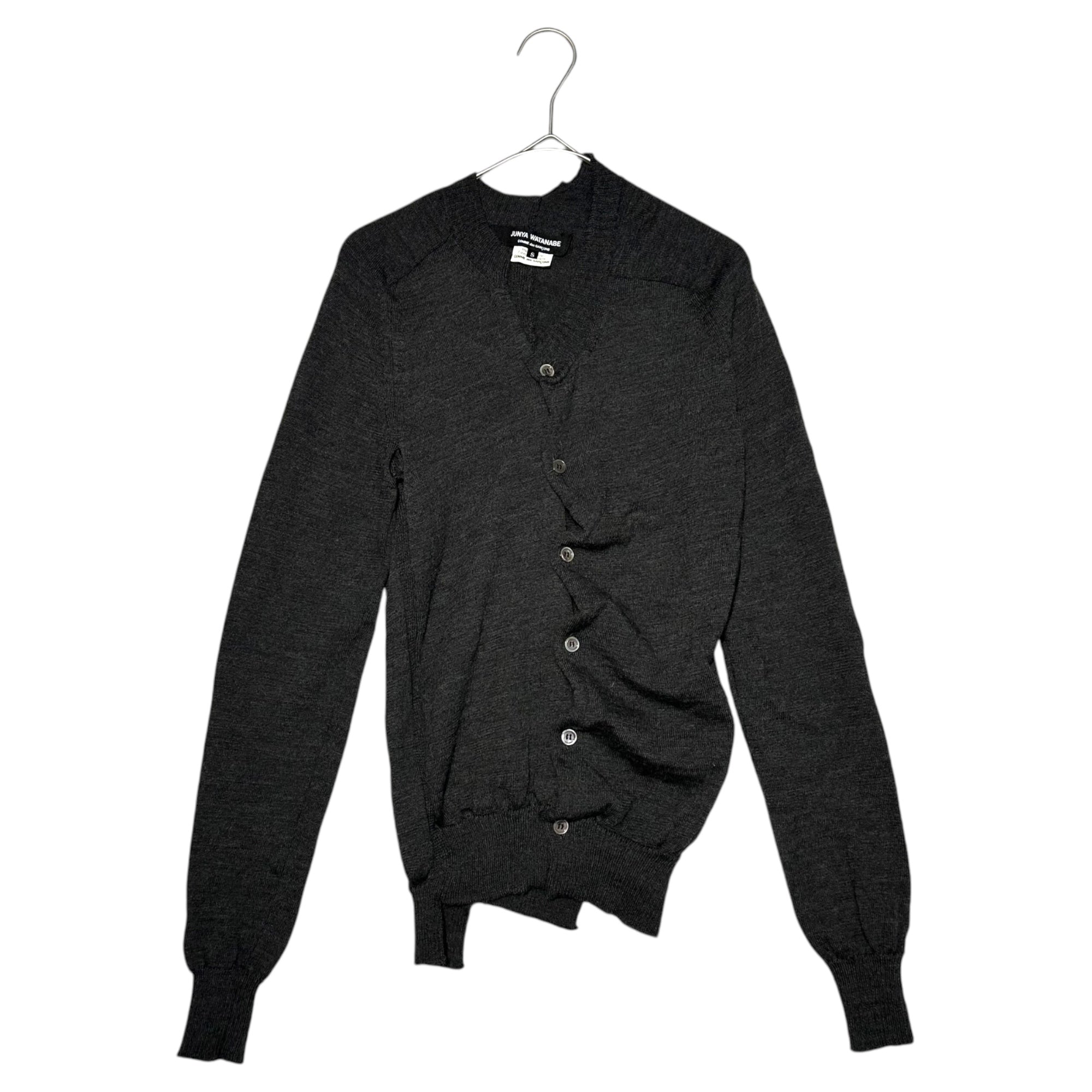 COMME des GARCONS JUNYA WATANABE(コムデギャルソンジュンヤワタナベ) 07AW Side hole deformed wool cardigan 脇穴 変形 ウール カーディガン JT-N020 S チャコールグレー AD2007