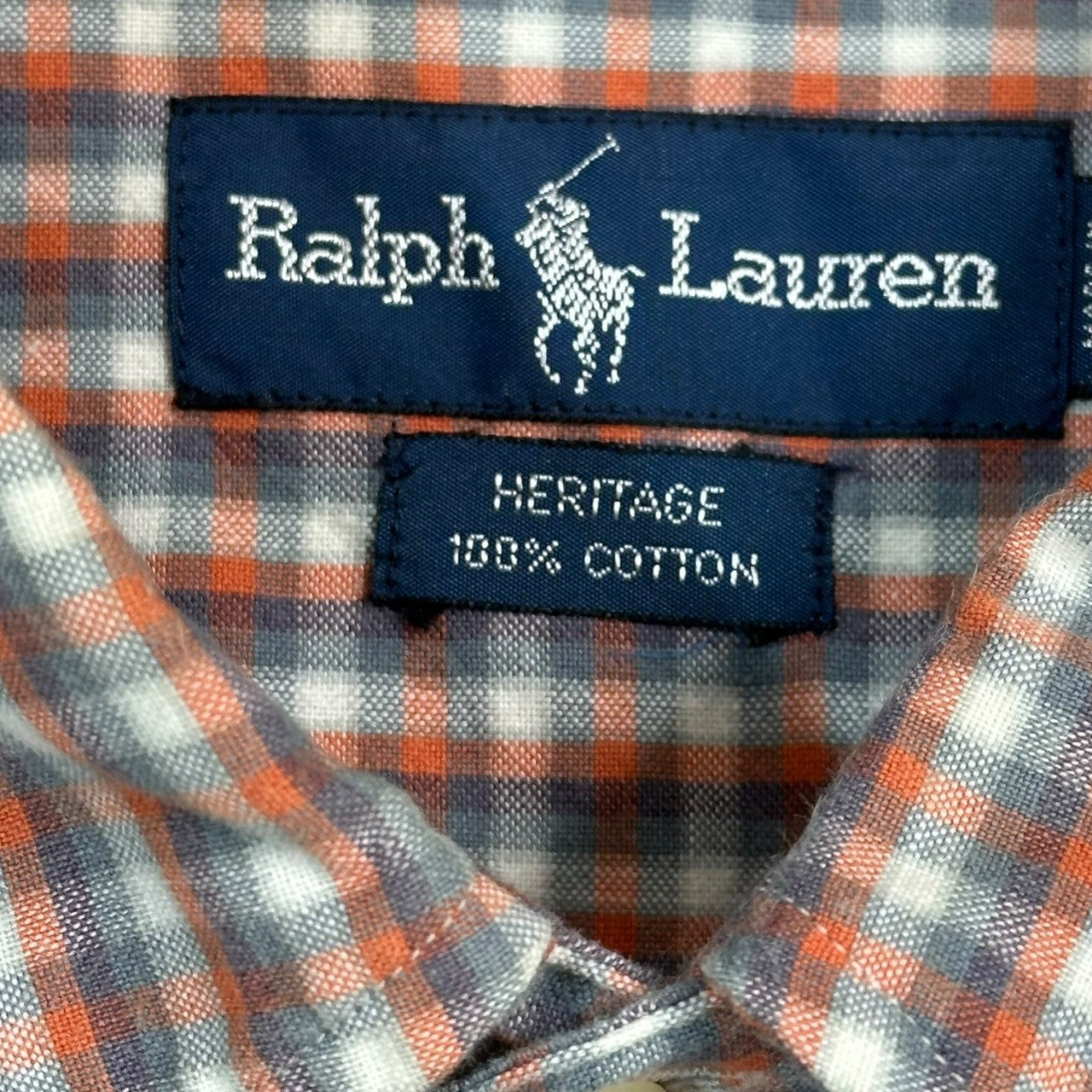 RALPH LAUREN(ラルフローレン) Pony Logo Embroidery Short Sleeve Check Shirt ポニー ロゴ 刺繍 半袖 チェック シャツ L オレンジ×グレー