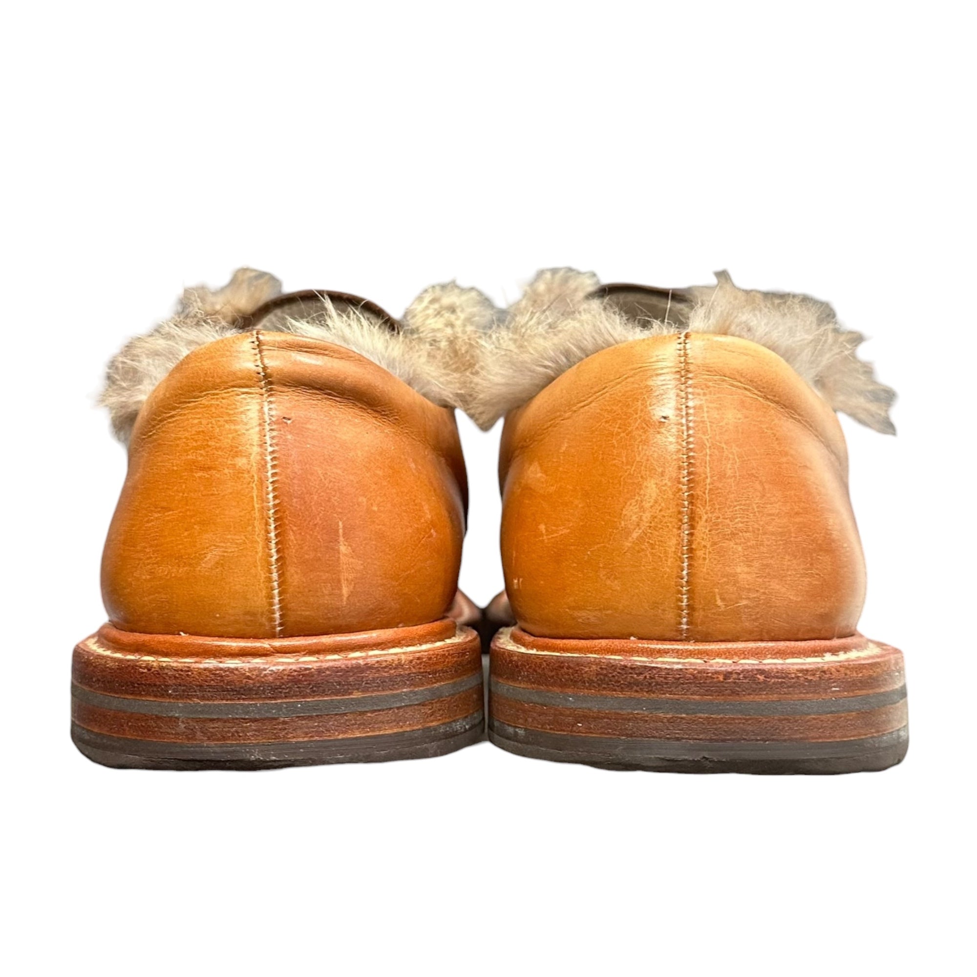 NUMBER (N)INE(ナンバーナイン) 2002AW Belt NOWHERE MAN Rabbit Fur Leather Shoes ラビットファー レザー レースレス シューズ ジョージ期 25cm ベージュ×ブラウン 革靴
