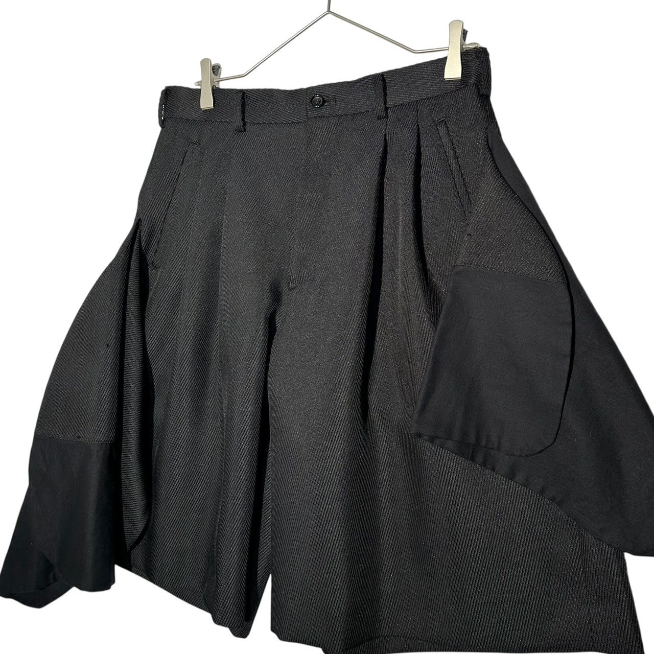 COMME des GARCONS HOMME PLUS(コムデギャルソンオムプリュス) 25SS Deformed design pleated wide shorts 変形デザイン プリーツ ワイド ショーツ PO-P053 S ブラック AD2024
