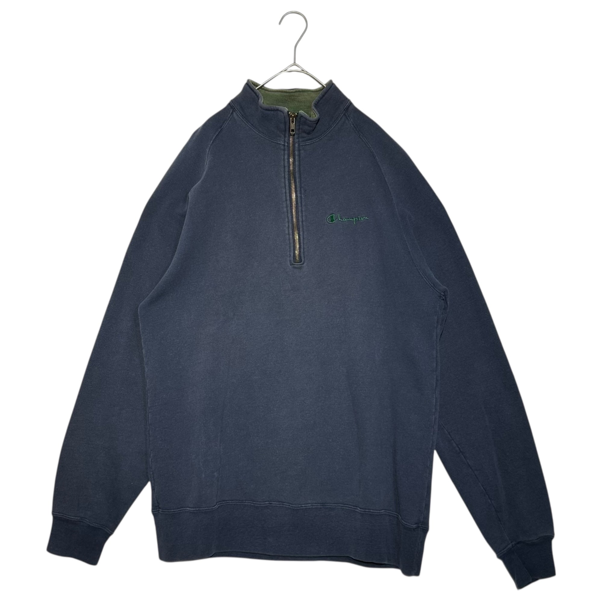 Champion(チャンピオン) 80's~90's USA made Logo Half Zip Sweatshirt ロゴ ハーフ ジップ スウェット XXL ネイビー 1986年~1990年代初頭 ヴィンテージ 青刺繍タグ中期