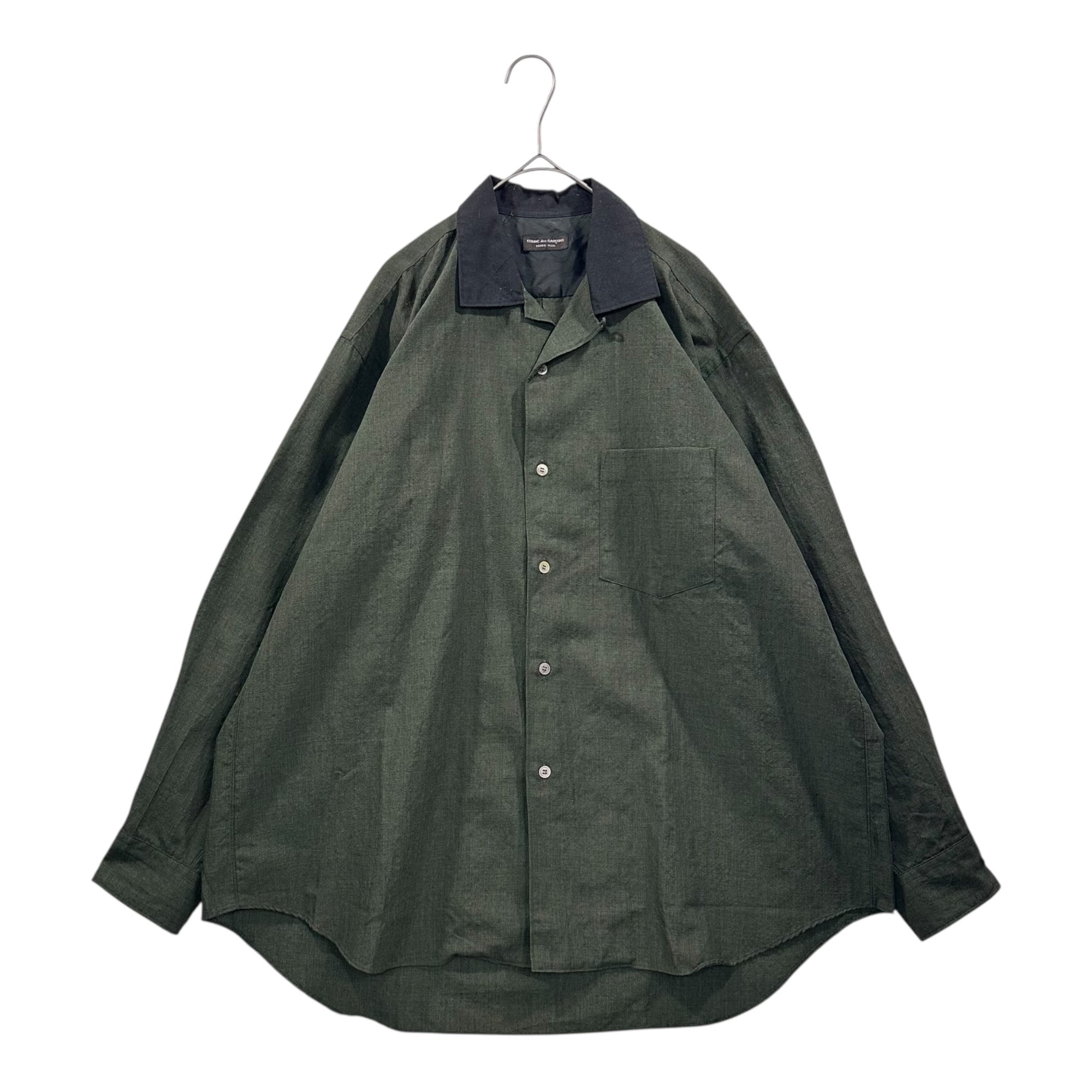 COMME des GARCONS HOMME PLUS(コムデギャルソンオムプリュス) 91SS Open Collar with Collar Change L/S Shirt オープンカラー 襟切替 長袖 シャツ PB-050170 表記無(FREE) オリーブ×ブラック 90's 90年代 AD1990 ヴィンテージ