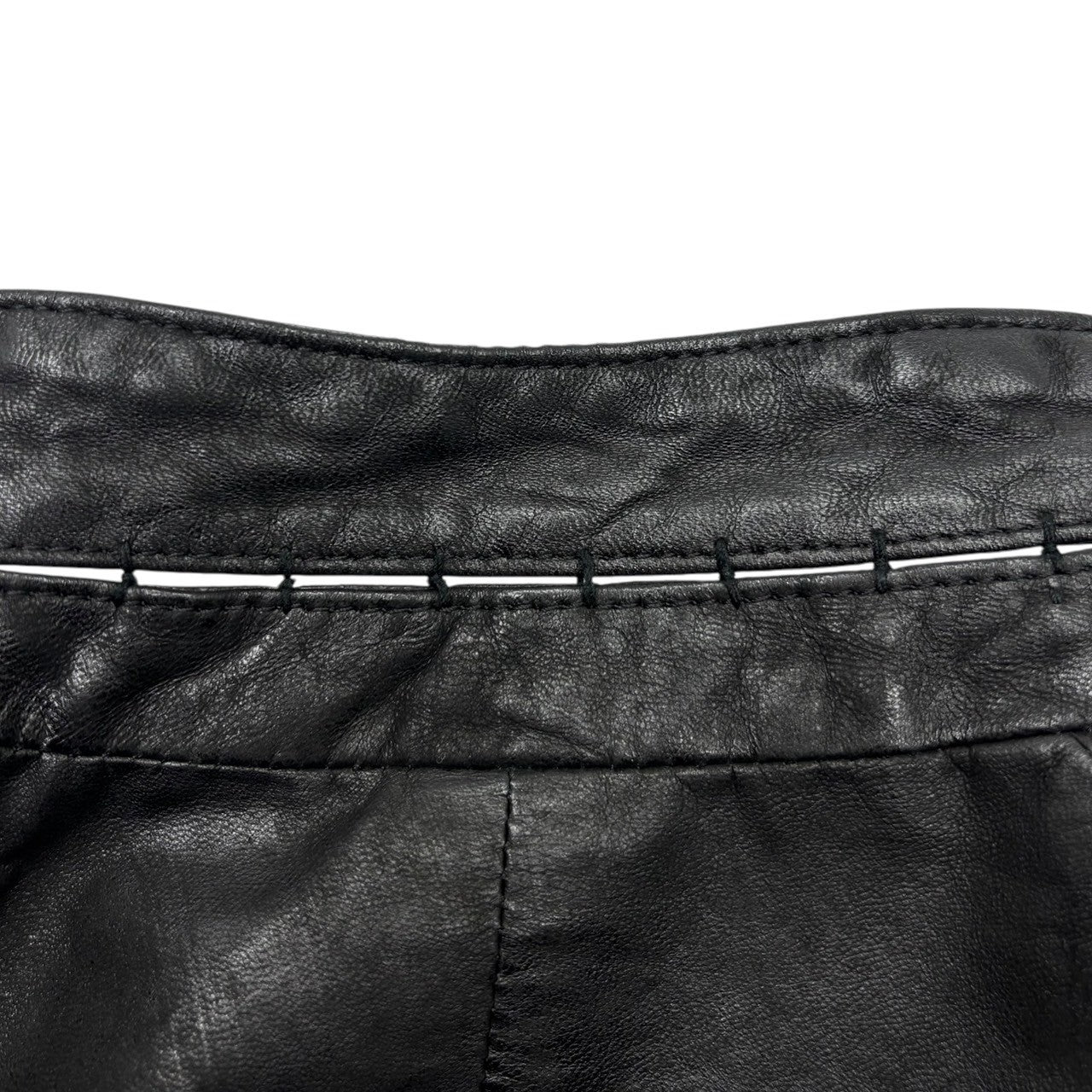 JULIUS(ユリウス) 13SS Collarless zip-up lamb leather jacket ノーカラー ジップアップ ラムレザー ジャケット 1(S) ブラック