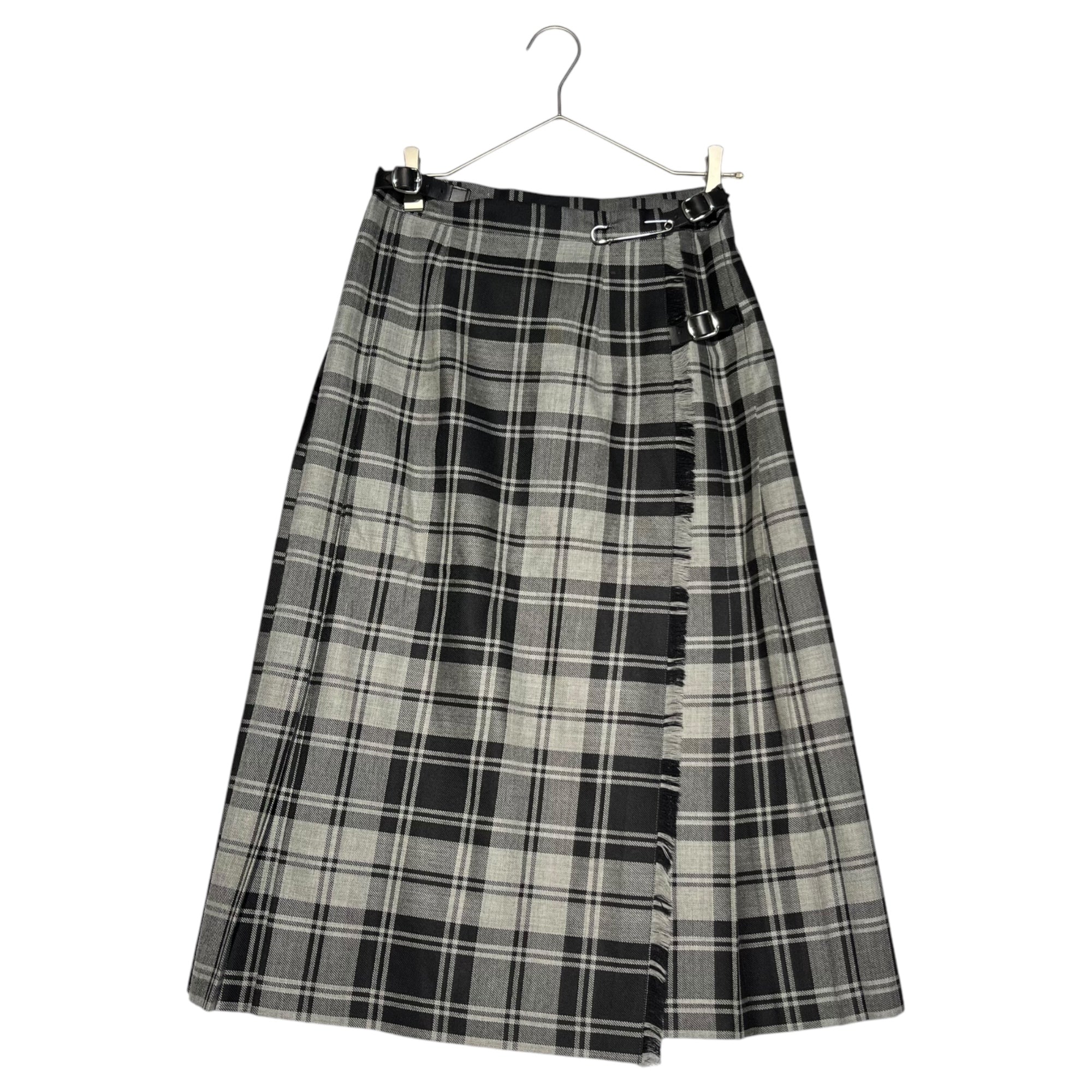 O'NEIL OF DUBLIN(オニールオブダブリン) plaid wrap skirt チェック柄 ラップ スカート 8 グレー×ブラック BEAMS等取扱