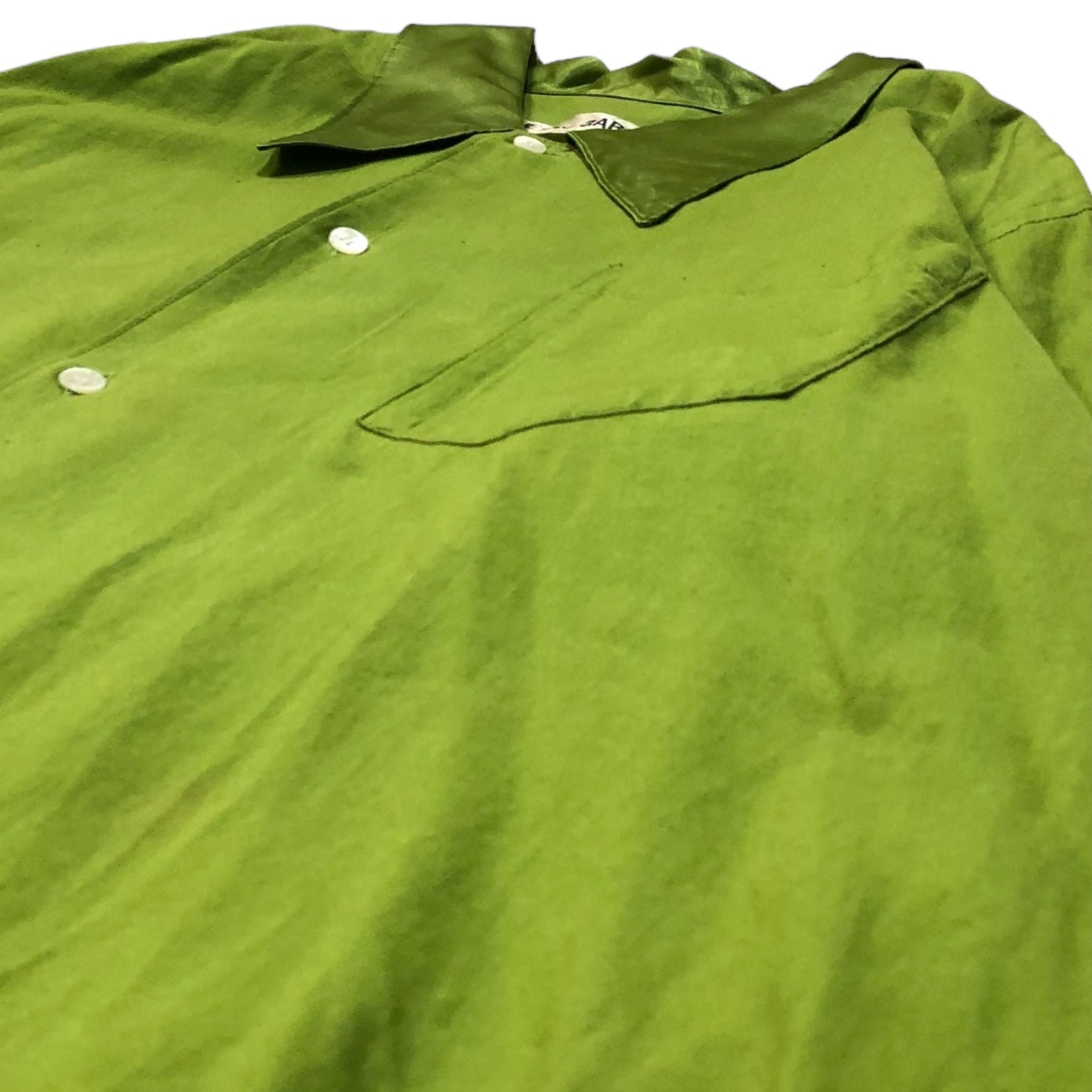 COMME des GARCONS(コムデギャルソン) Vintage Collar Satin Switch Oversize Shirt ヴィンテージ襟サテン切替オーバーサイズシャツ 表記無し(L~XL程度) グリーン