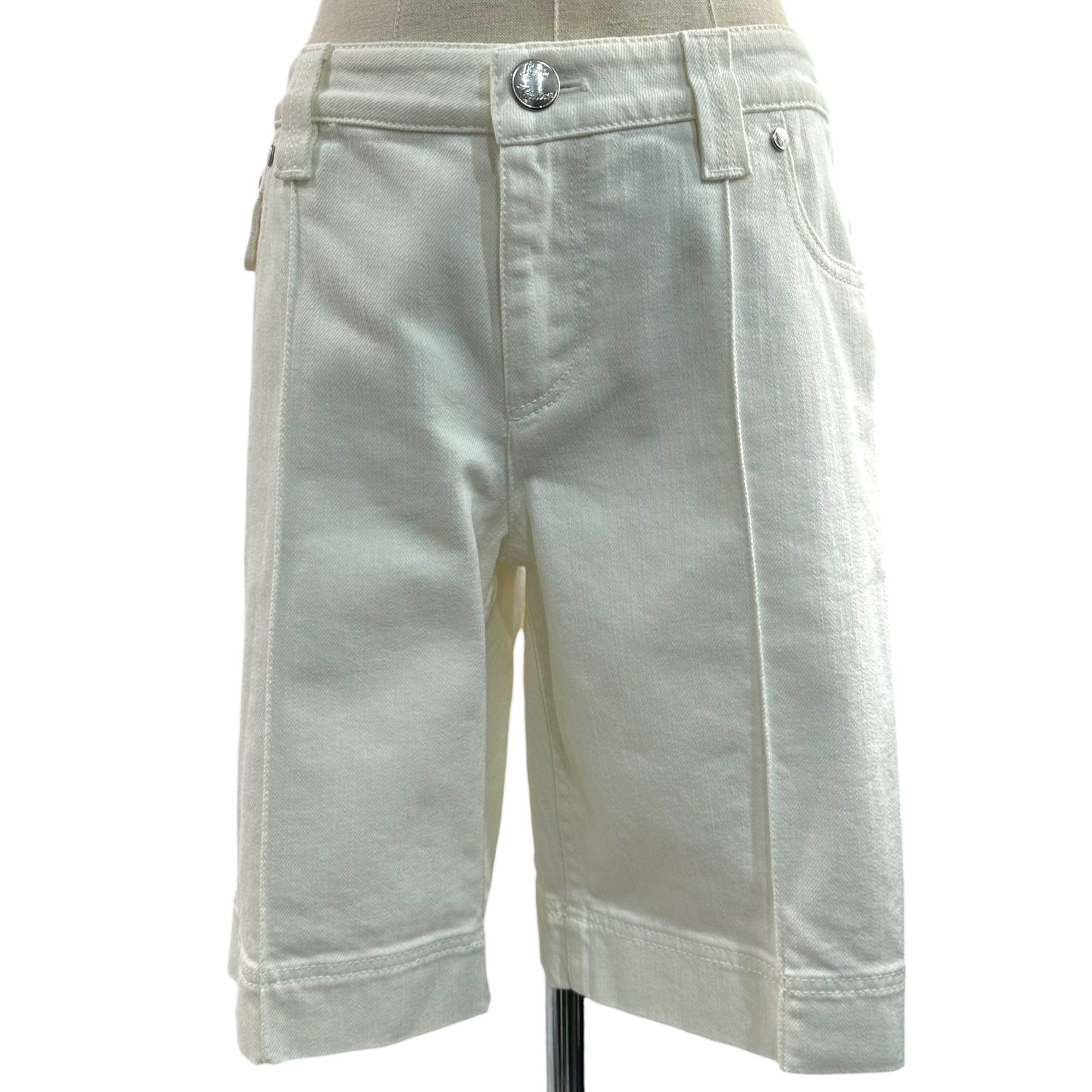 LOUIS VUITTON(ルイヴィトン) Monogram Embroidered White Denim Shorts モノグラム 刺繍 ホワイト デニム ショーツ PW091W WOPA03CKJ 38 ホワイト ショート ハーフ パンツ