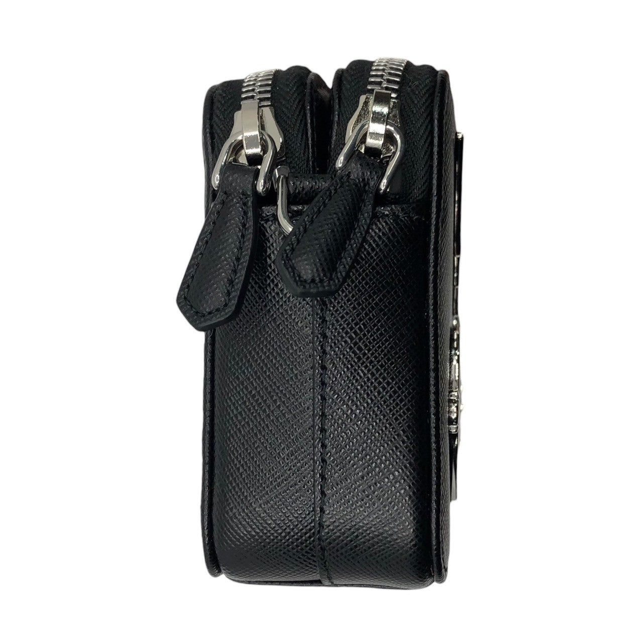 PRADA(プラダ) Metal appliqué saffiano chain shoulder bag メタルアップリケ サフィアーノ チェーン ショルダーバッグ 1DH010 ブラック×ピンク ギャランティカード付属 2DAZ SAFFIANO SMALTO レザー ロゴ