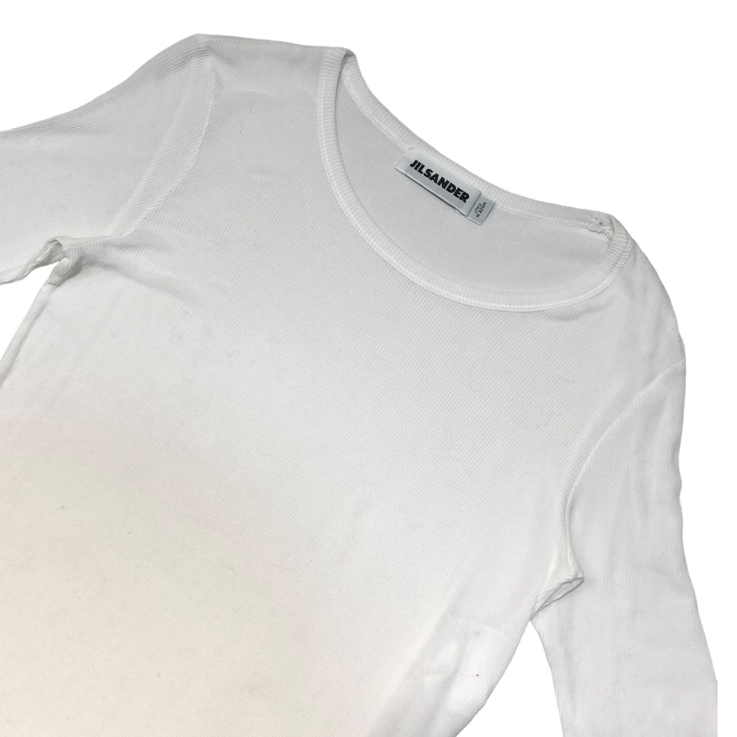 JIL SANDER(ジルサンダー) 11SS Cotton rib cut and sew コットン リブ カットソー 20111W00193 S ホワイト ラフシモンズ期 Tシャツ