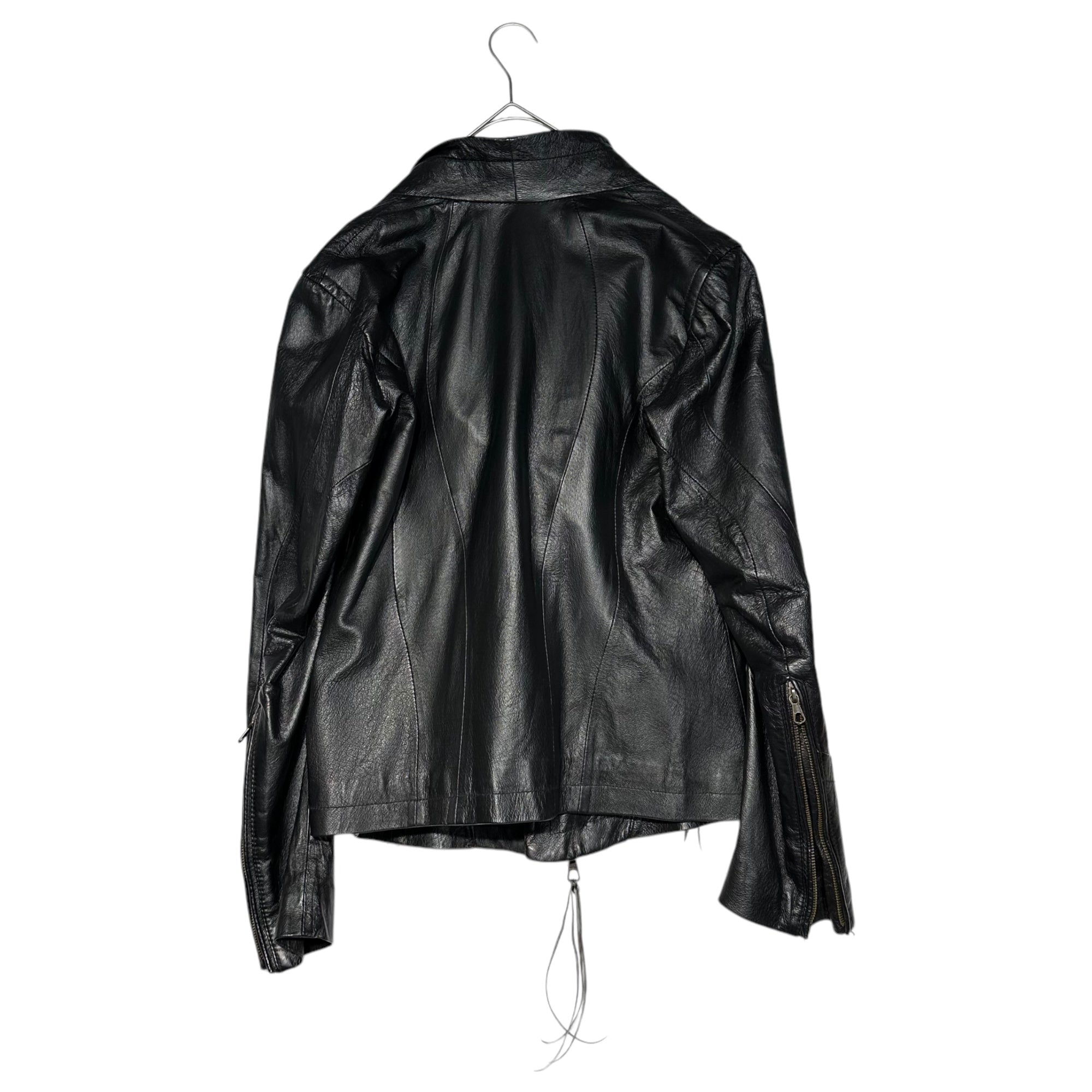 goa(ゴア) Deformed Gimmick Leather Double Riders Jacket 変易 ギミック ダブル ライダース ジャケット 35047084 1(S程度) ブラック Y2K 平成