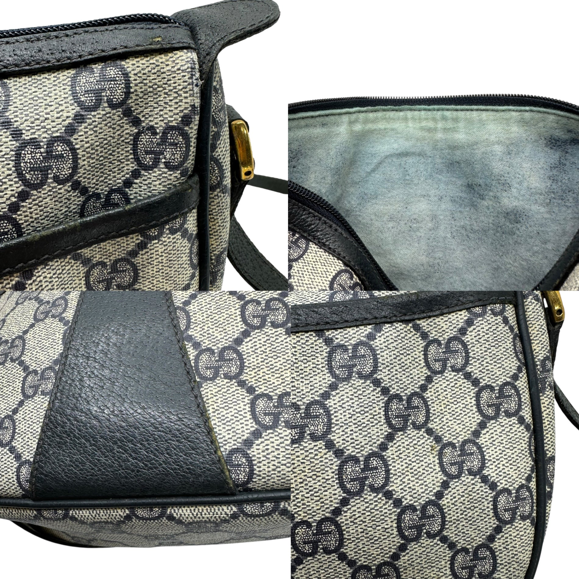 GUCCI(グッチ) GG Sherry Line Mini Shoulder Bag GG キャンバス シェリーライン ミニ ショルダー バッグ 89・02・032 グレー×ネイビー OLD ヴィンテージ オールド