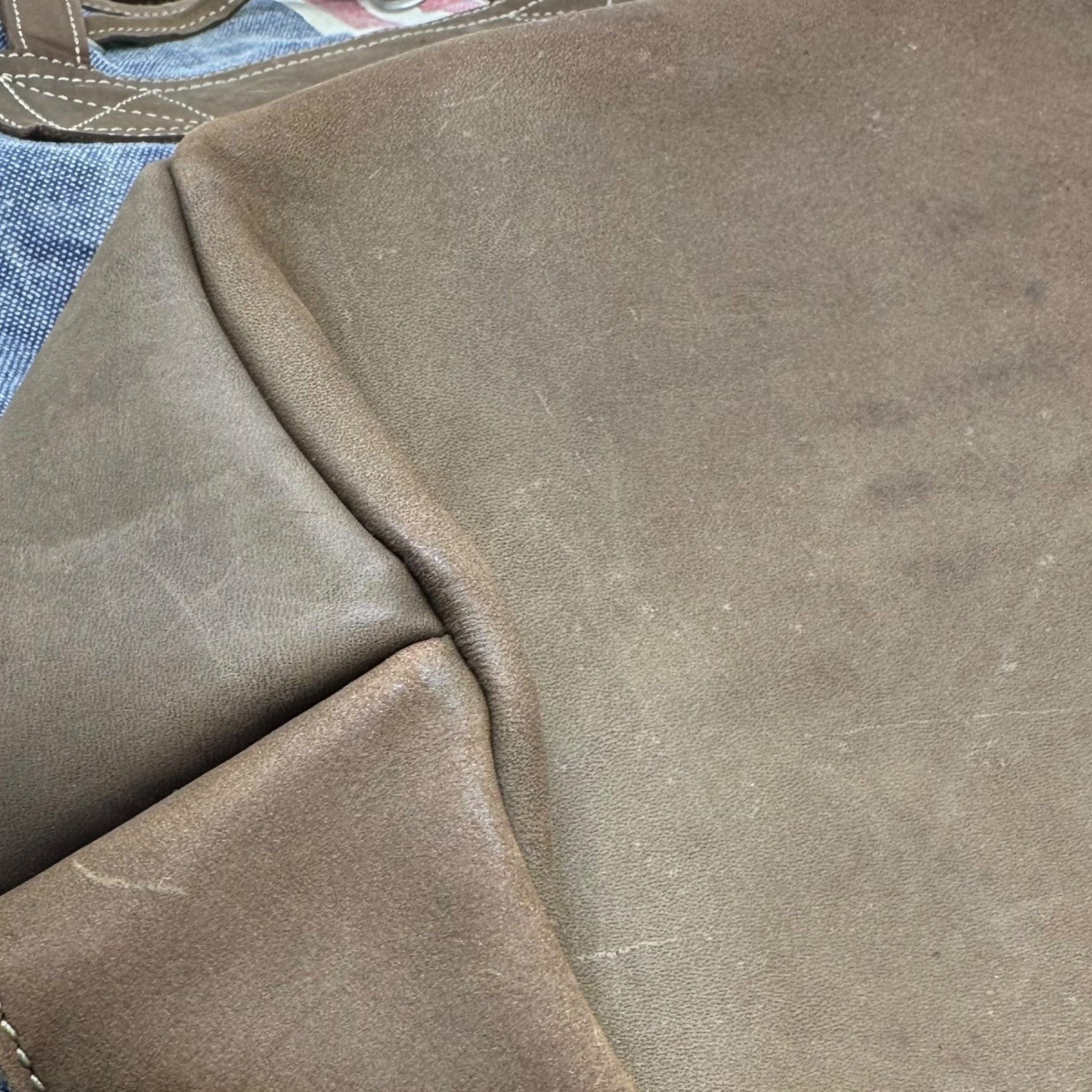 ARMANI JEANS(アルマーニジーンズ) Flag Motif Canvas Leather Tote Bag アメリカ国旗 モチーフ キャンバス レザー トート バッグ ネイビー×ブラウン