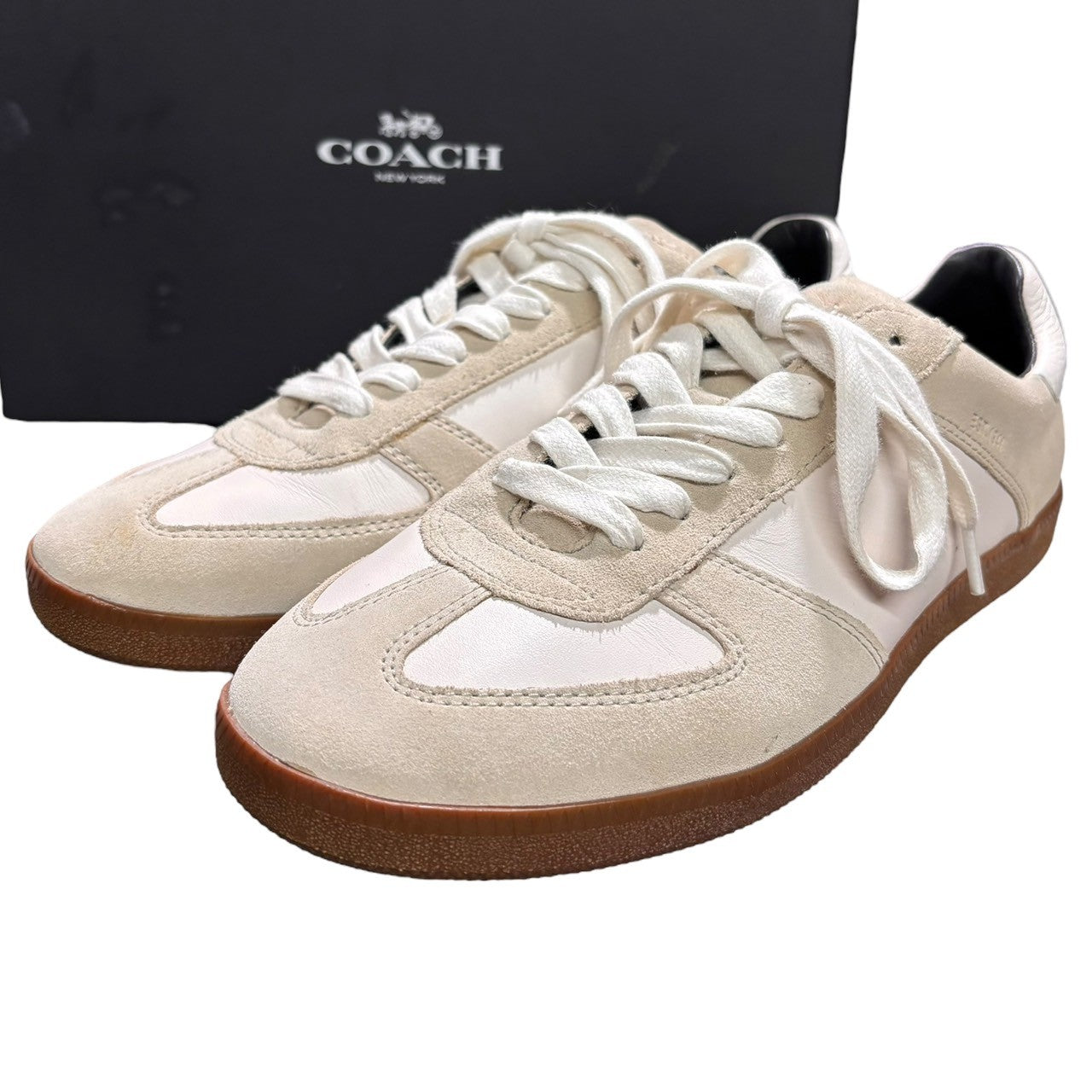 COACH(コーチ) GERMAN TRAINER ジャーマン トレーナー G1555 27cm ホワイト×グレー ローカット シューズ スニーカー レザー 箱付