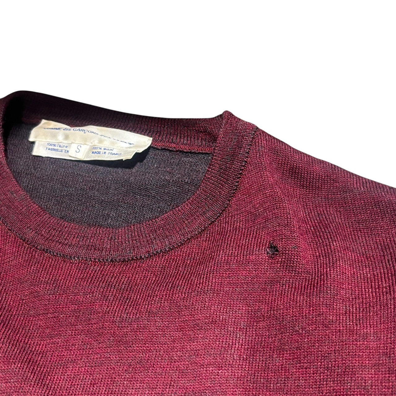 COMME des GARCONS SHIRT(コムデギャルソンシャツ) 90's~00's Hem Roll-Up Wool Knit 裾 ロール アップ ウール ニット S ボルドー