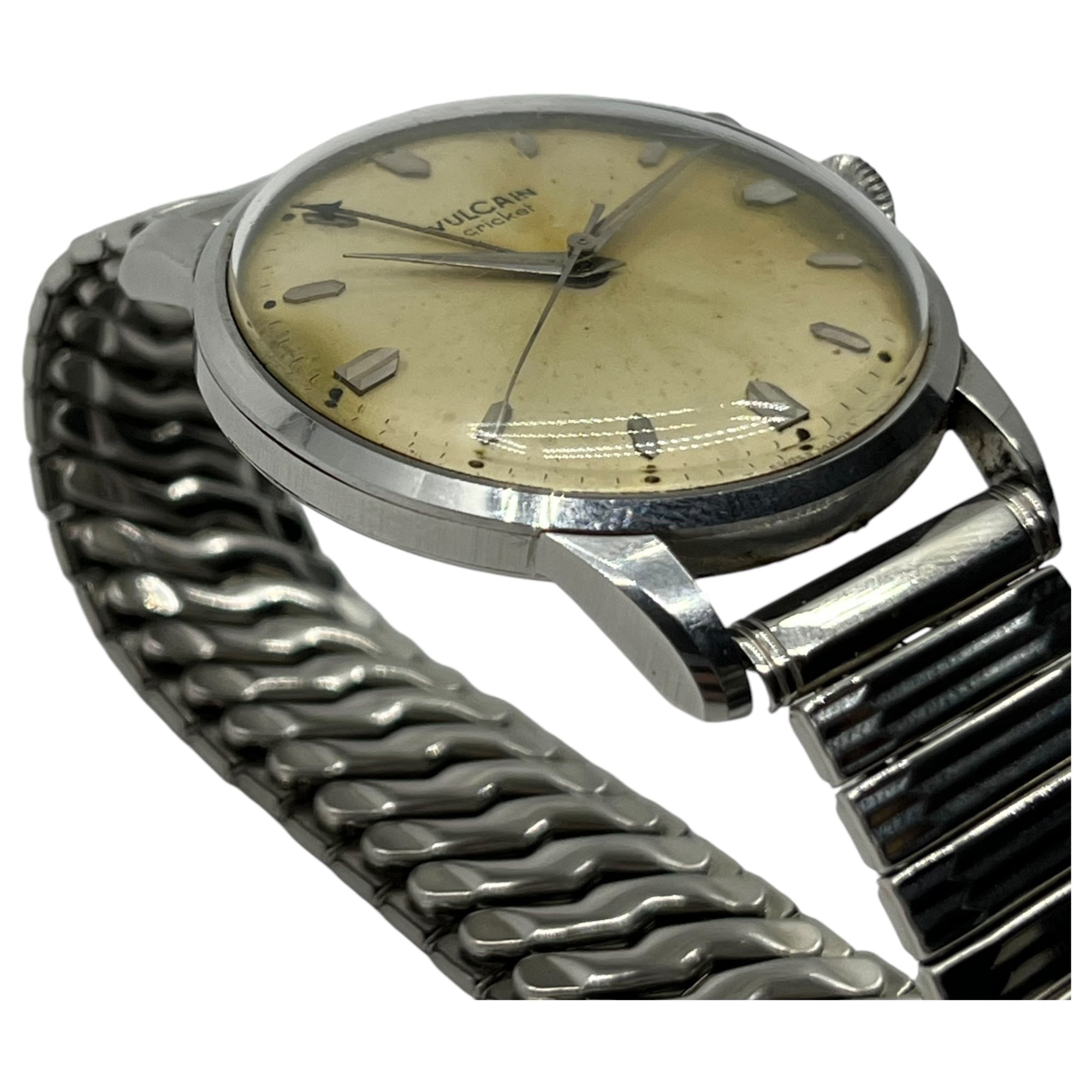 VULCAIN(ヴァルカン) Cricket vintage watch クリケット ヴィンテージ ウォッチ 自動巻き 文字盤:ホワイト シルバー 手巻き 腕時計 スイス製