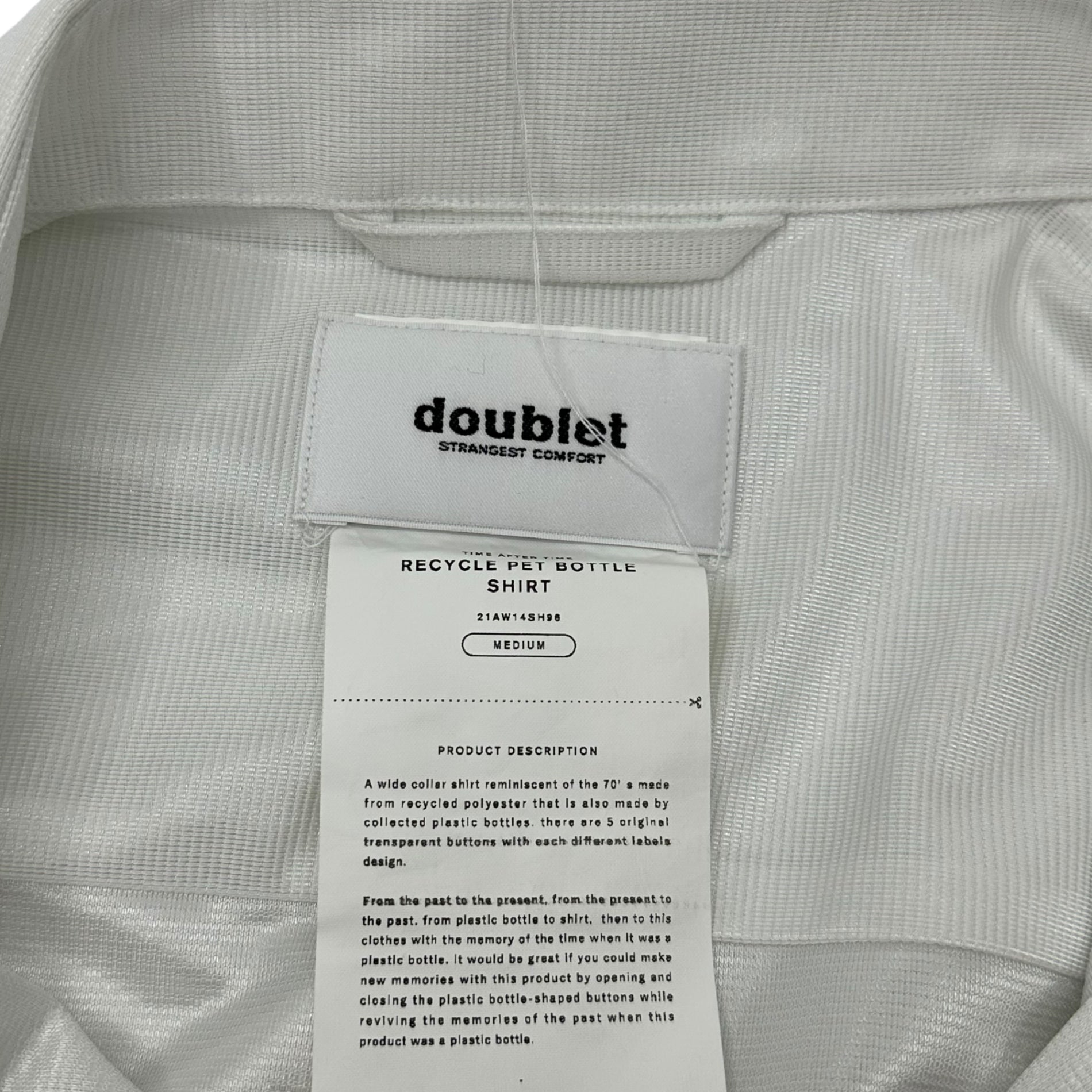 doublet(ダブレット) 21AW RECYCLE PET BOTTLE SHIRT リサイクル ペットボトル シャツ 21AW14SH96 M ホワイト
