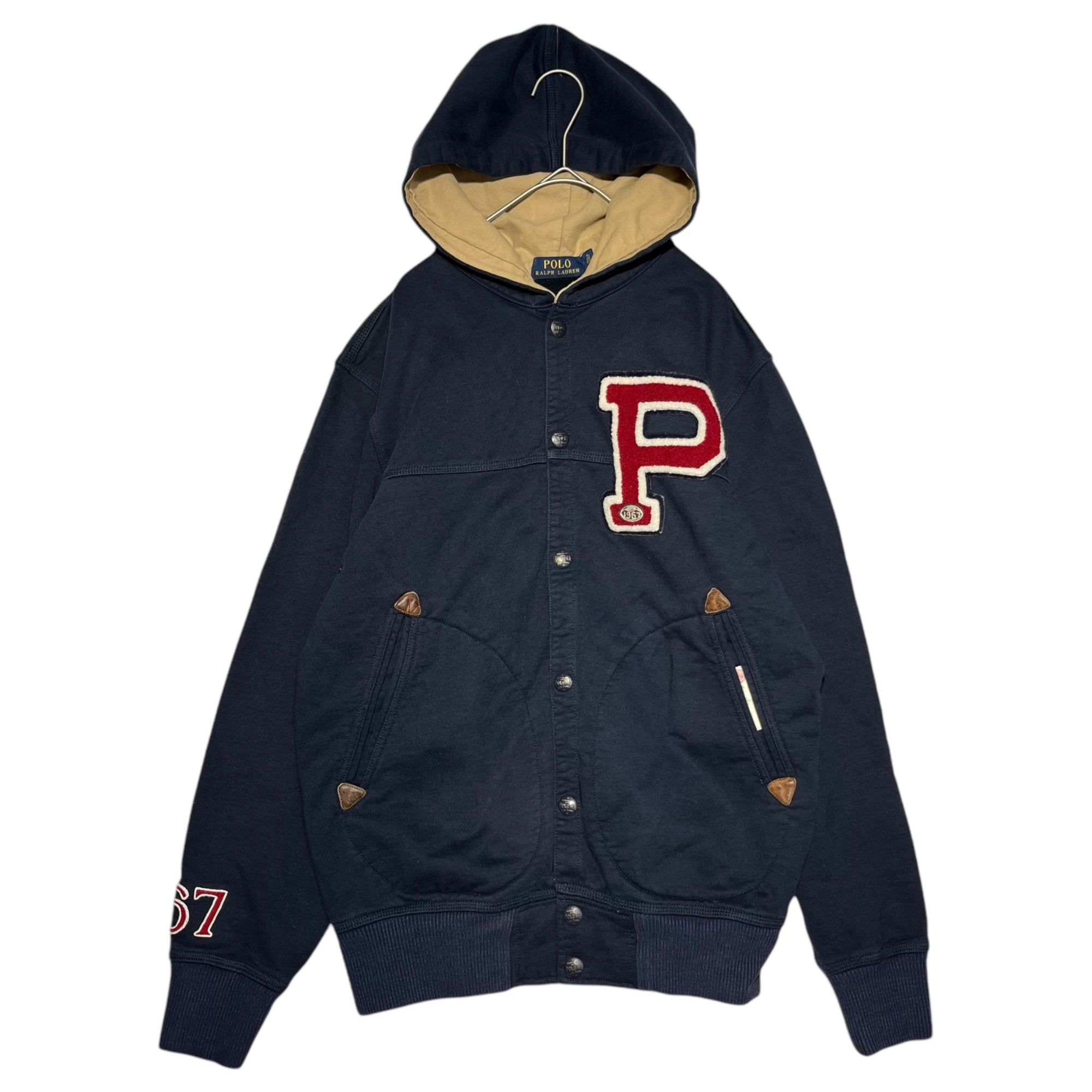 POLO RALPH LAUREN(ポロラルフローレン) Snap button P emblem hoodie スナップボタン Pワッペン パーカー S ネイビー