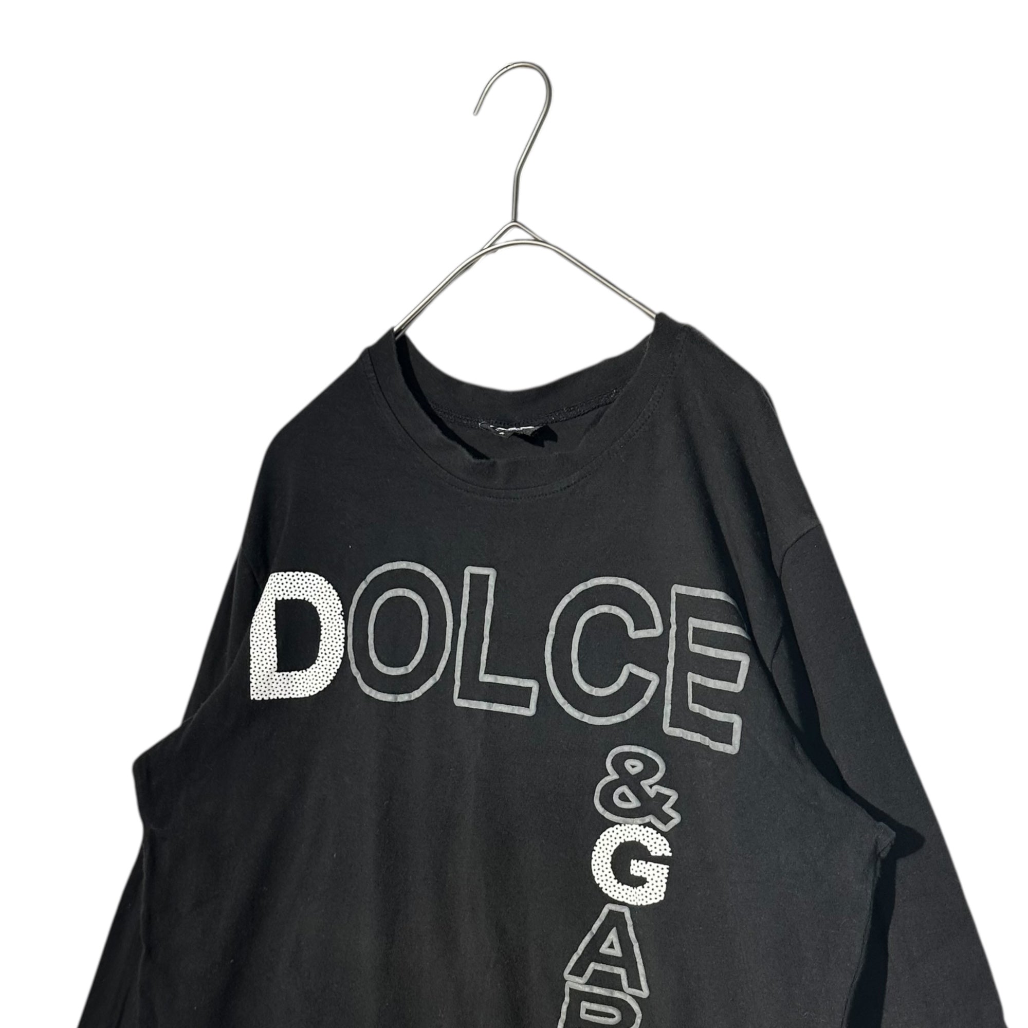 D&G(ディー&ジードルガバドルチェ&ガッバーナ) Logo Stretch Long Sleeve Cut and Sewn ロゴ ストレッチ 長袖 カットソー L ブラック