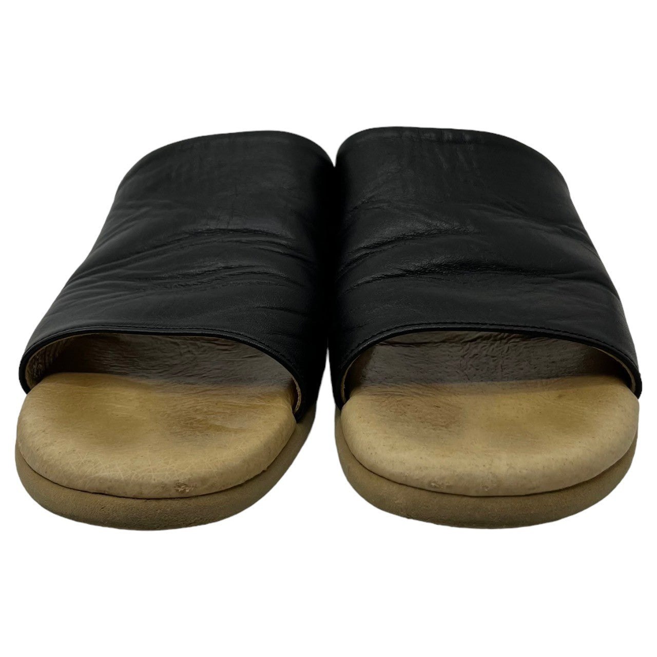 que(キュー) レザーサンダル ブラック