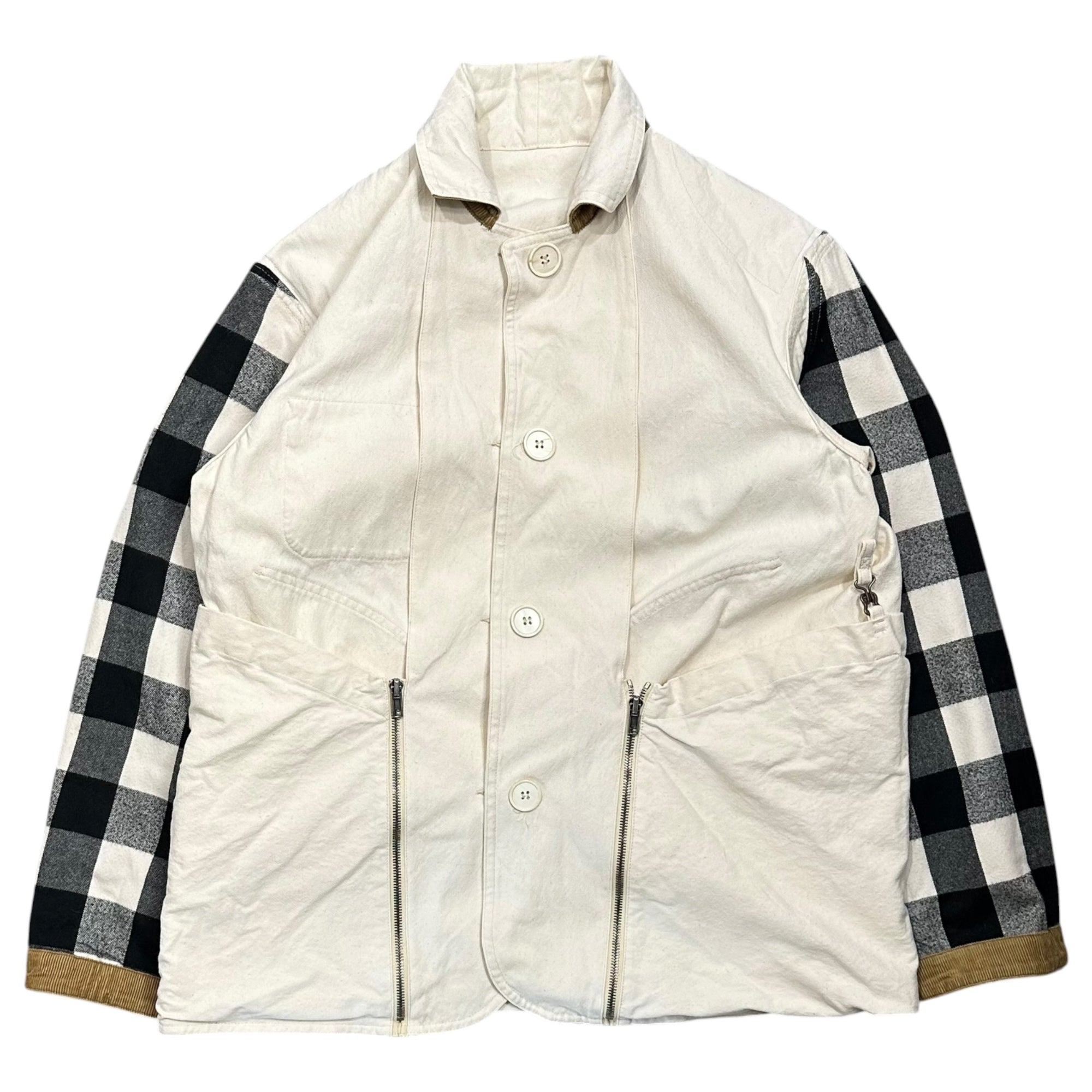 MAISON MARGIELA(メゾンマルジェラ) 22SS 4WAY Check Jacket コットン キャンバス チェック ジャケット S51AM0455 36 ホワイト コート
