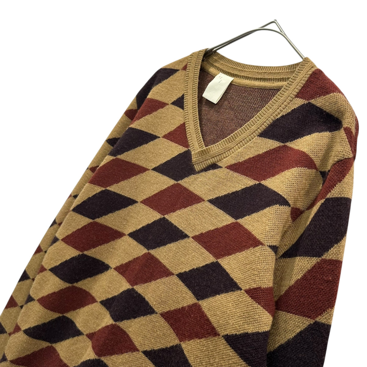 N.HOOLYWOOD(エヌハリウッド ミスターハリウッド) 2009AW V-Neck Diagonal Argyle Knit V ネック 斜め アーガイル ニット 192-KT13 36 ブラウン