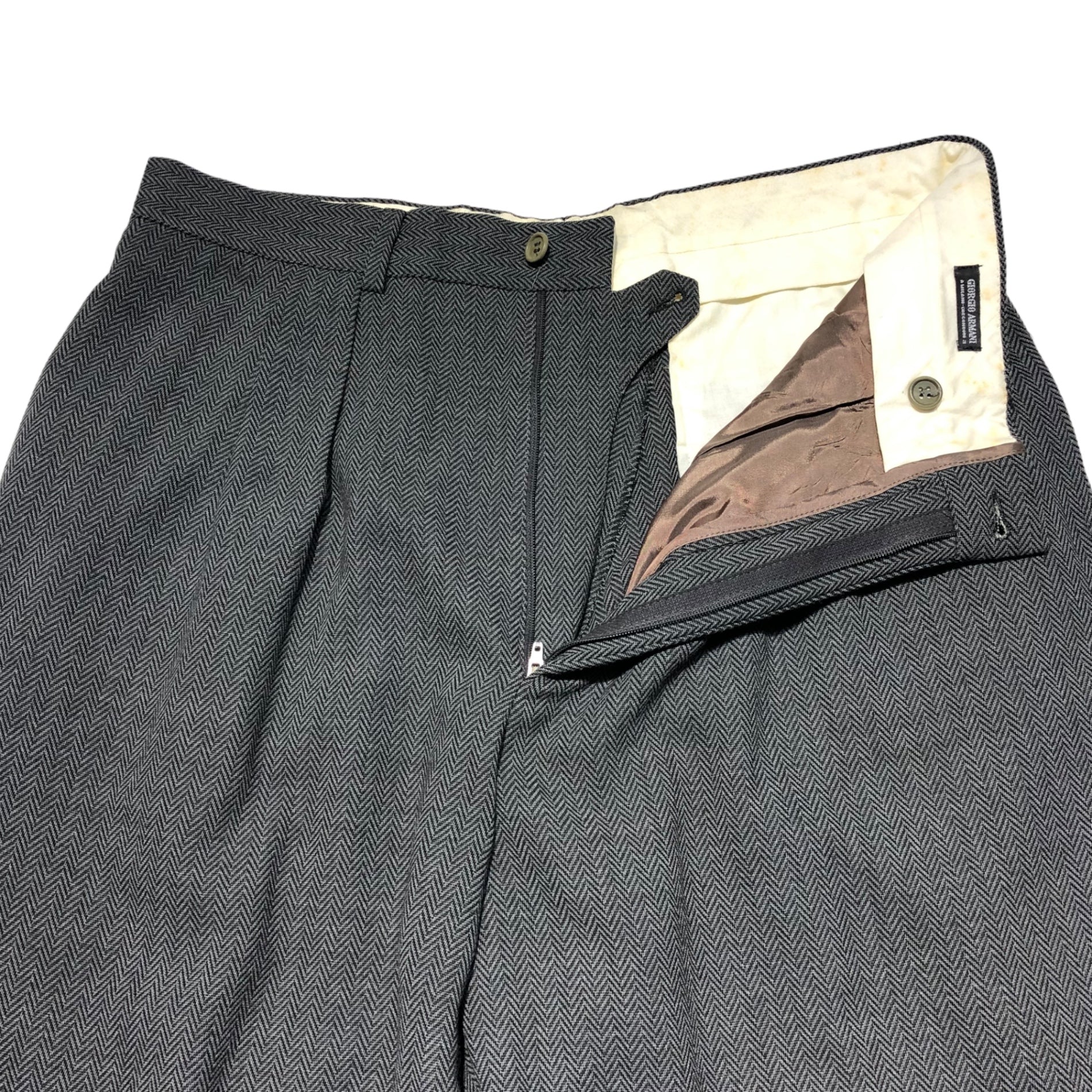 GIORGIO ARMANI(ジョルジオアルマーニ) 80's ~ 90's herringbone setup suit ヘリンボーン セットアップ スーツ 52(XL程度) グレー テーラード スラックス