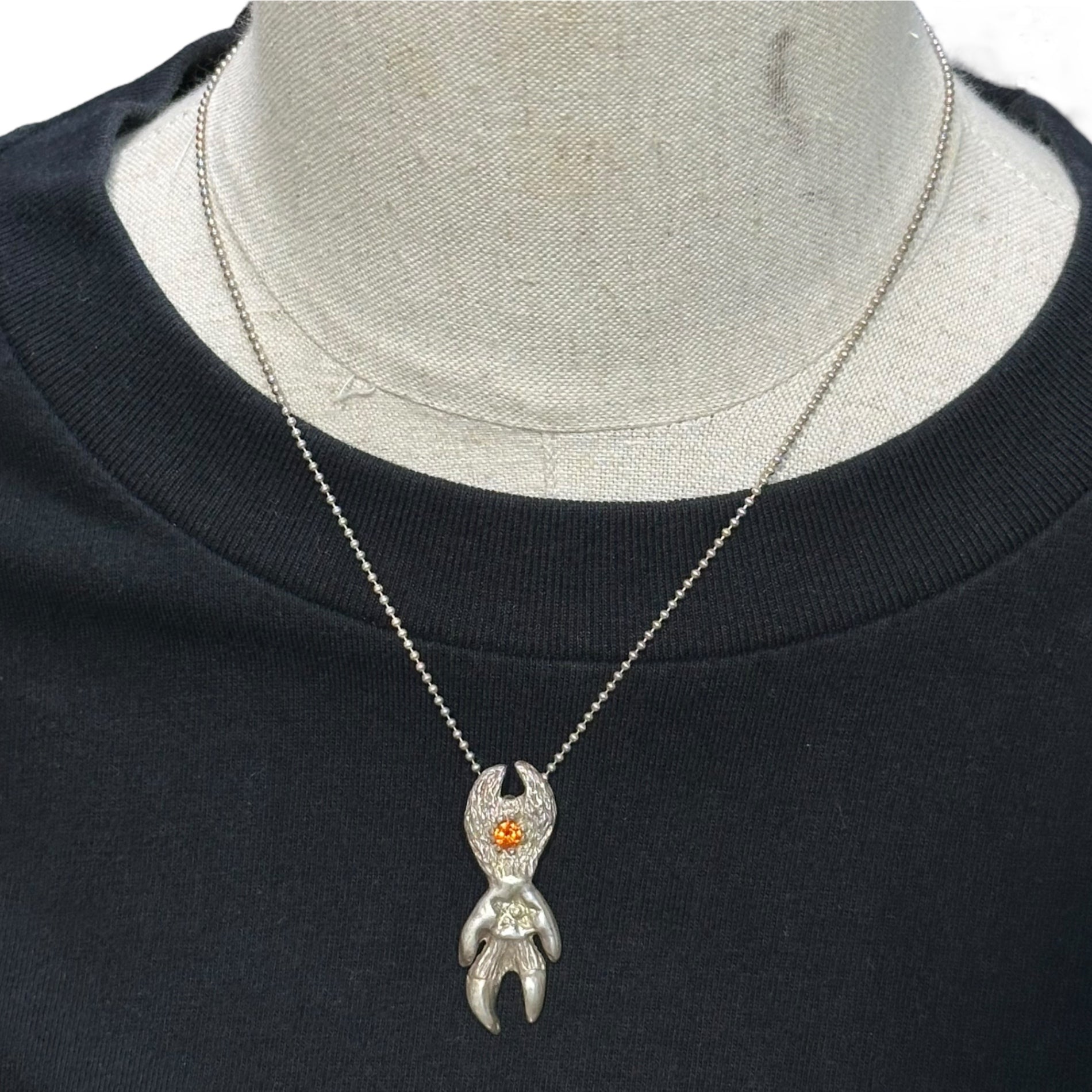 STONE BELLY(ストーンベリー) 925 Silver STONE FACED DEMON ストーン フェイスド デーモン ネックレス オレンジ石 シルバー ジュエリー ストックホルム発ブランド