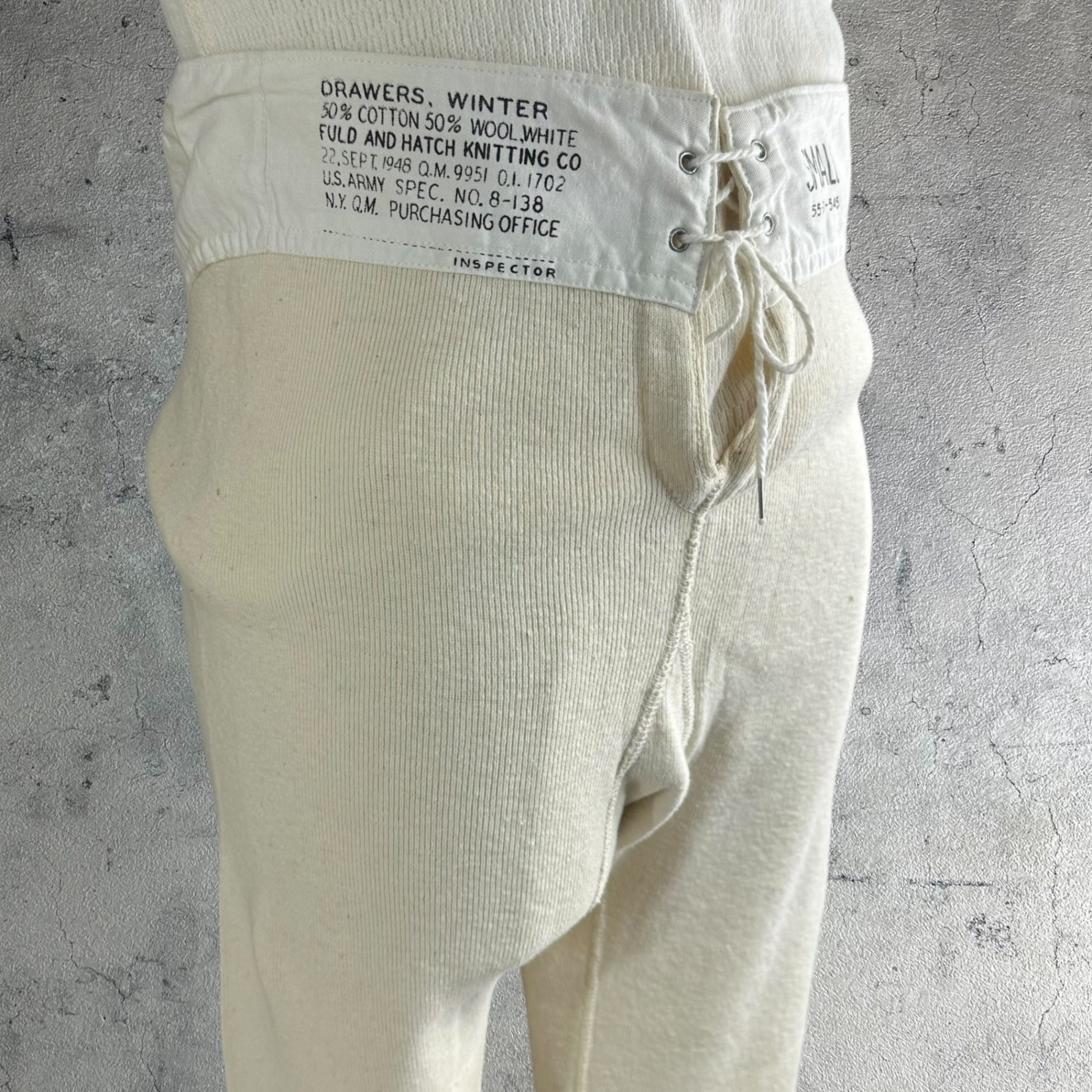 VINTAGE(ヴィンテージ) 40's DEADSTOCK cotton wool drawers pants US.ARMY コットンとウールのドロワーズパンツ L~LL程度 ホワイト