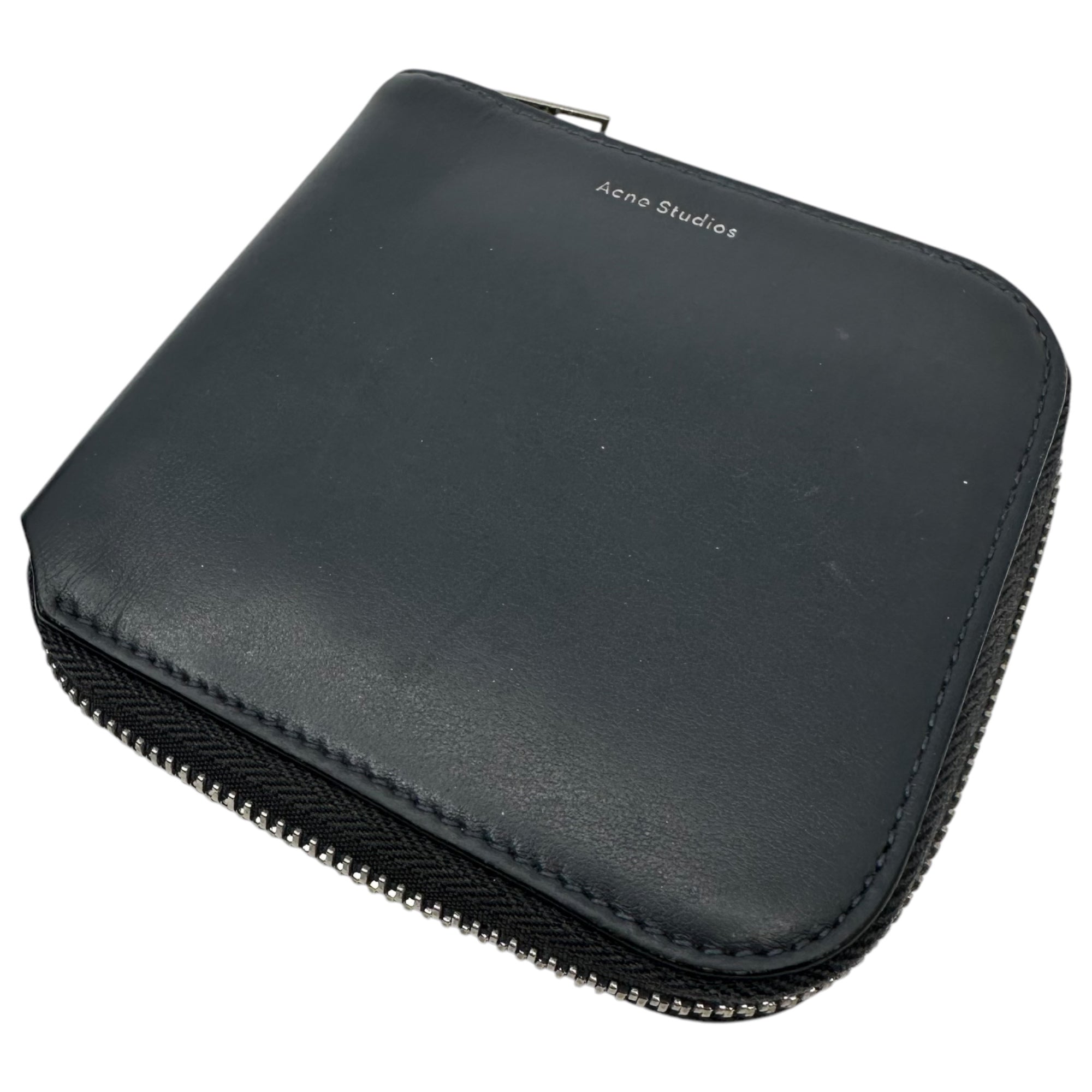Acne Studios(アクネストゥディオズ) Round zip leather compact wallet ラウンドジップ レザー コンパクト ウォレット 財布 ネイビー