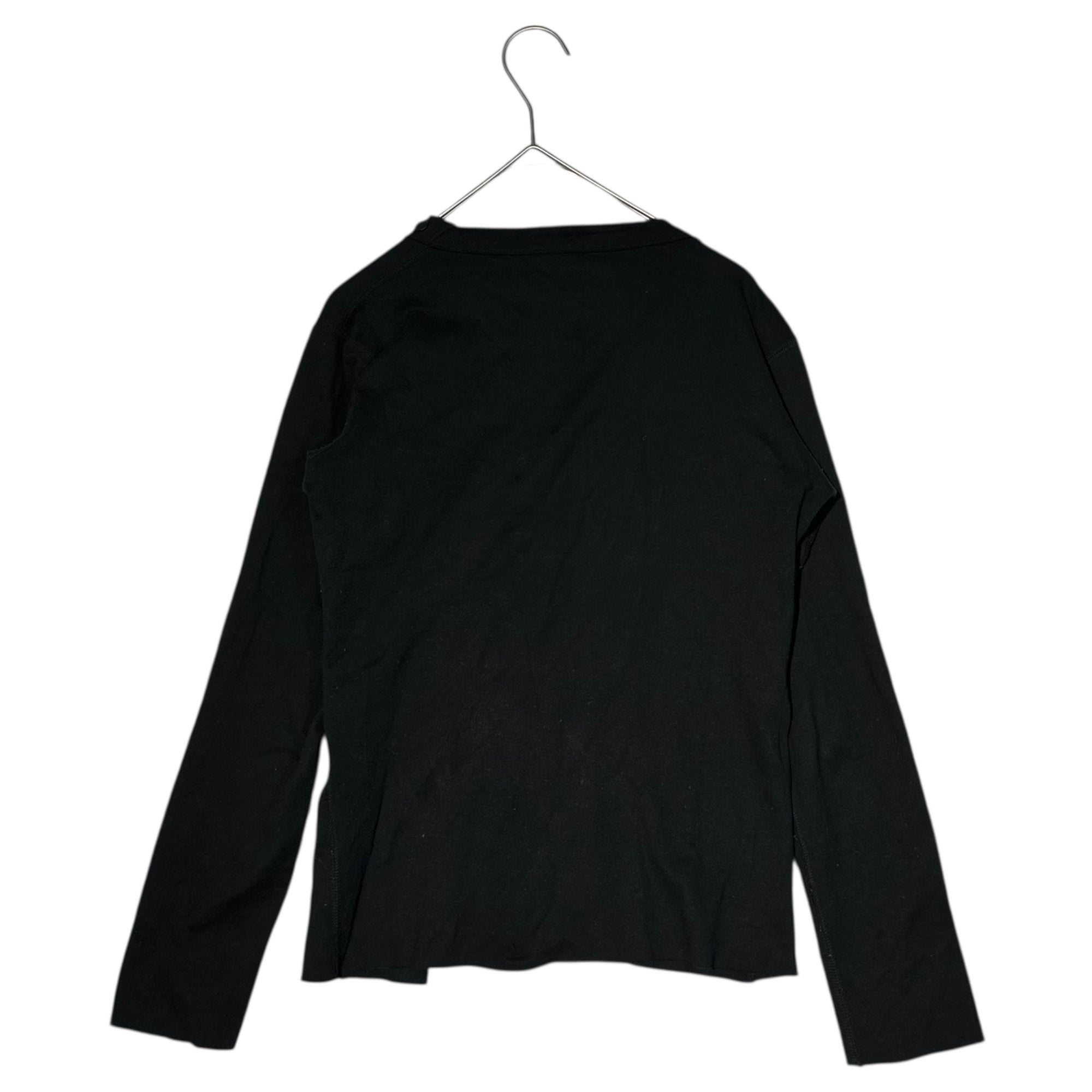 agnes b.(アニエスベー) 00's Asymmetrical Snap Button V-Neck Cut and Sewn アシンメトリー スナップ ボタン Vネック カットソー 表記無(M程度) ブラック Y2K ピチT