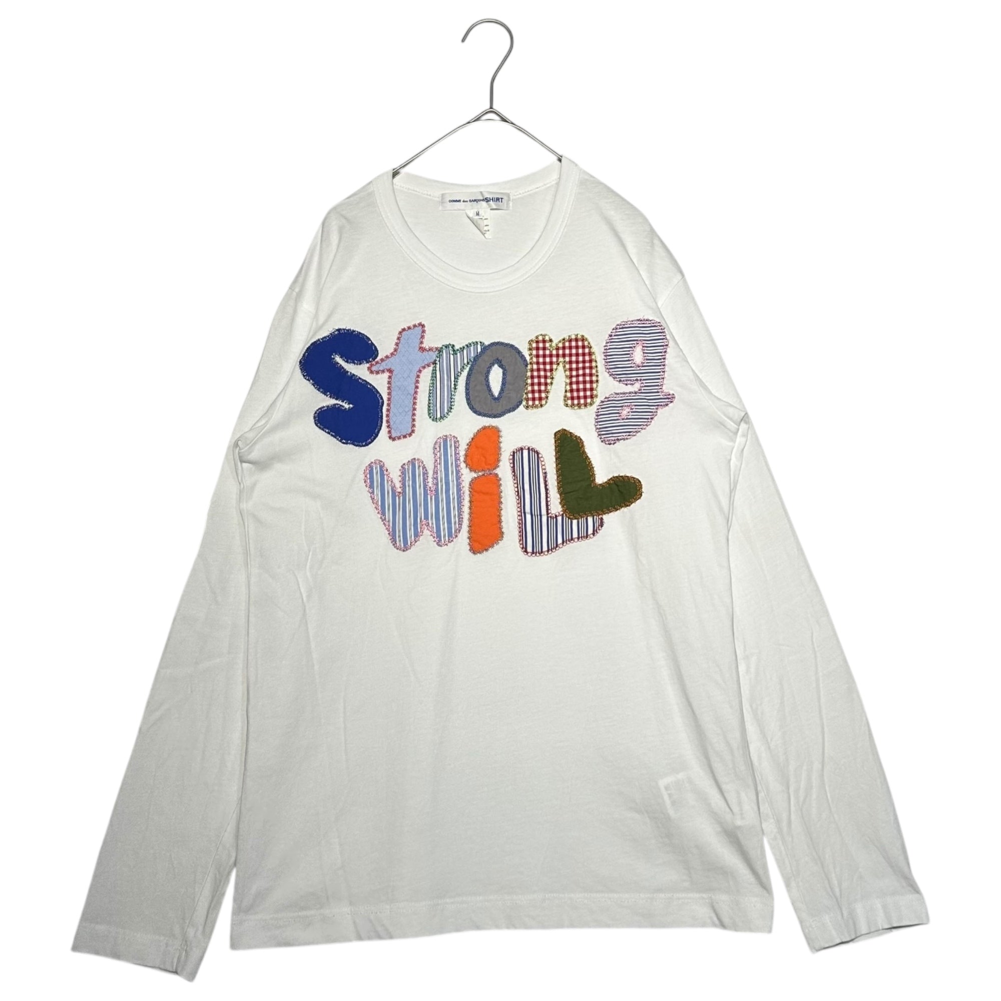 COMME des GARCONS SHIRT(コムデギャルソンシャツ) 24AW cotton jersey plain with embroidery "STRONG WILL" 刺繍 長袖 Tシャツ FN-T003 M ホワイト カットソー