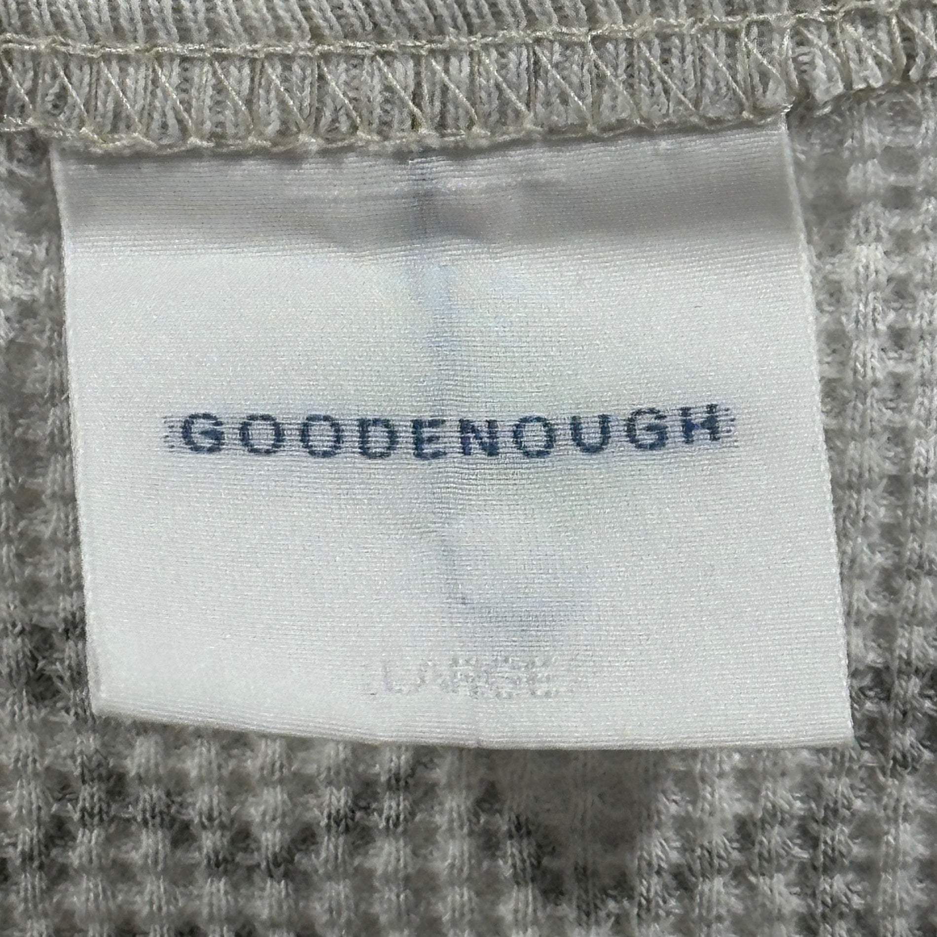 GOODENOUGH(グッドイナフ) 00's Front GDEH Back Crown G Logo Waffle T-Shirt フロント GDEH バック クラウンG ロゴ ワッフル Tシャツ L グレー×カーキ 2000年代中期 ワッフルアーミー 稀少品