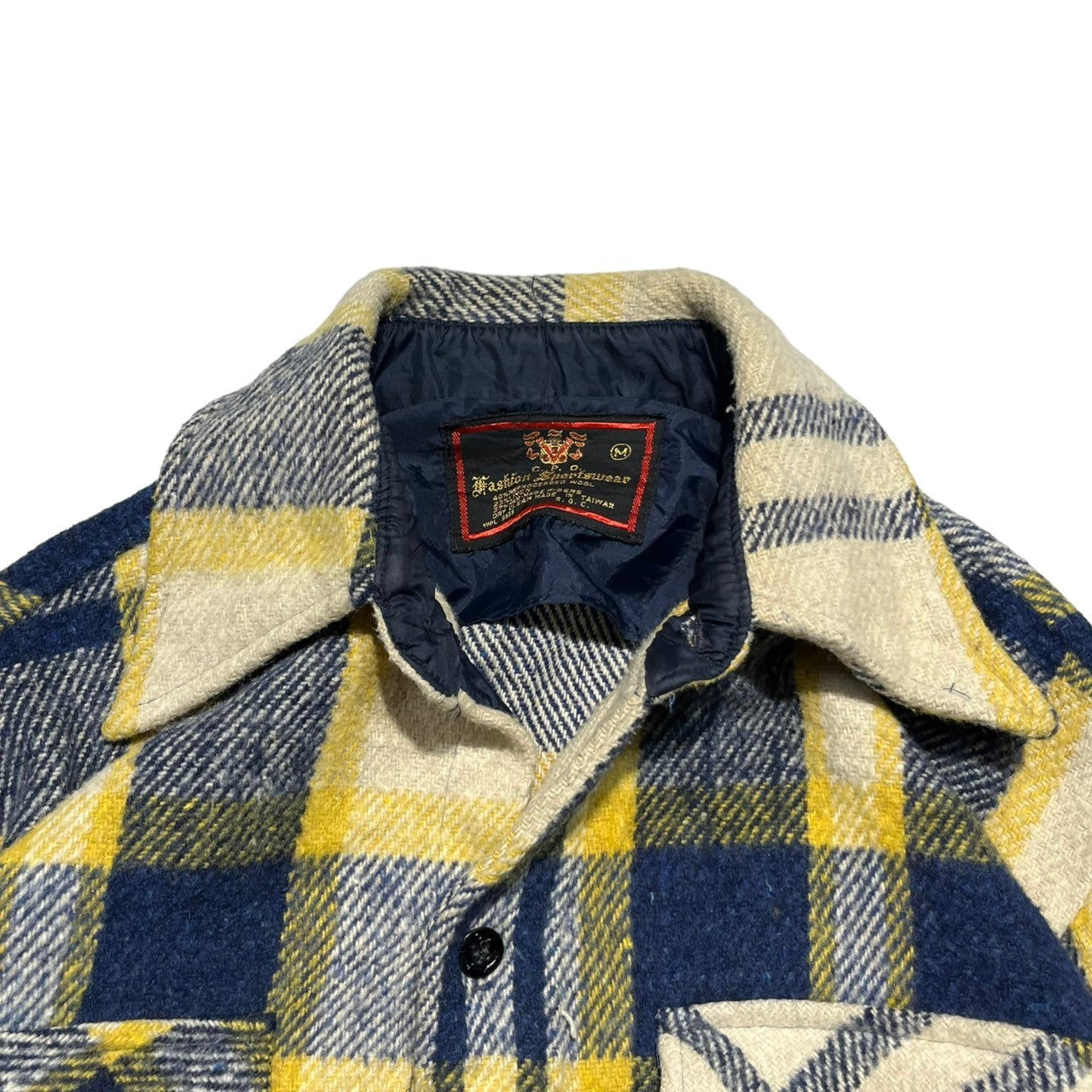 C.P.O. Fashion Sportswear(シーピーオーファッションスポーツウェア) 60's ~ 70's wool flannel shirt ウール フランネル シャツ M イエロー×ネイビー CPO 60年代 ~ 70年代 ヴィンテージ